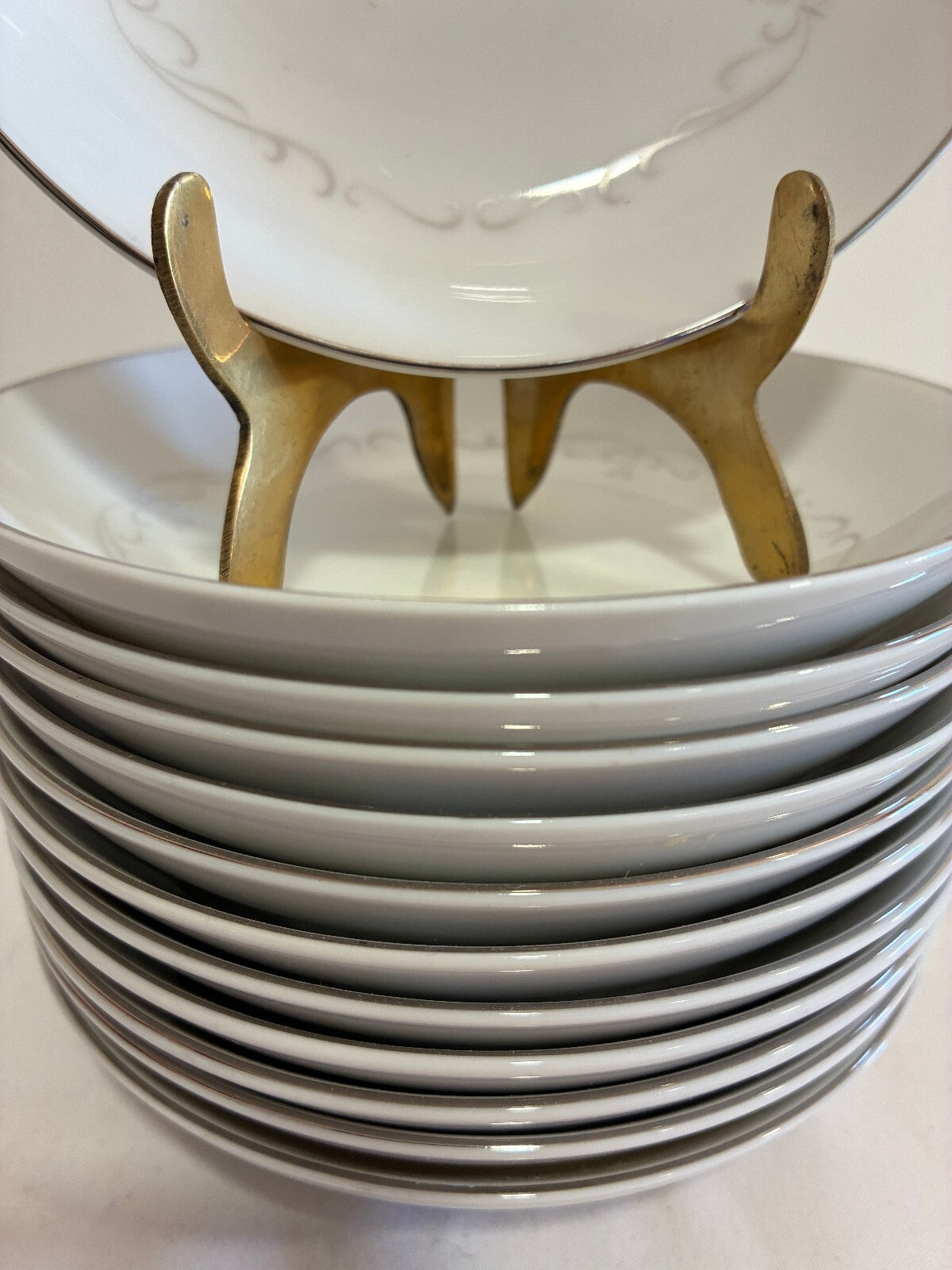 Vintage Kimberly Fine China "Trianon" Bowls Set of 12 | Platinum Scroll Rim