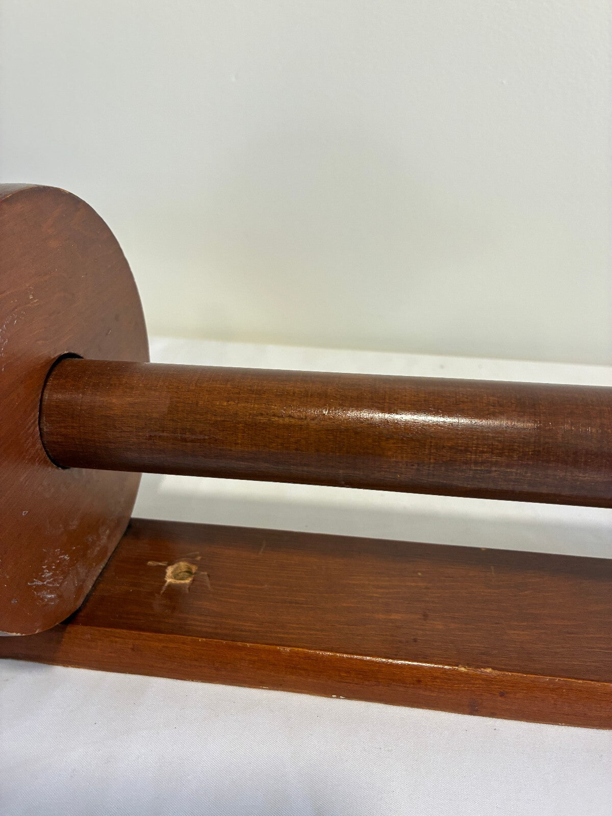 Vintage Wooden Under Counter Paper Towel Holder Large Rolling Pin Style