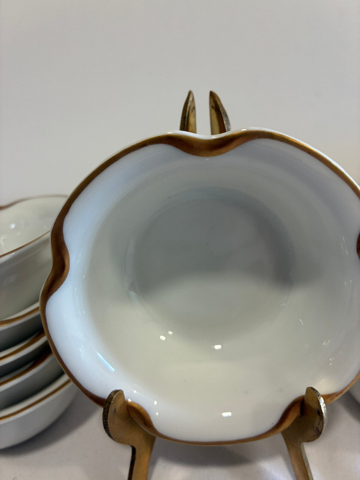 Antique Haviland Limoges Gold Rim Bowls Set of 11, French Porcelain Sauce Dishes