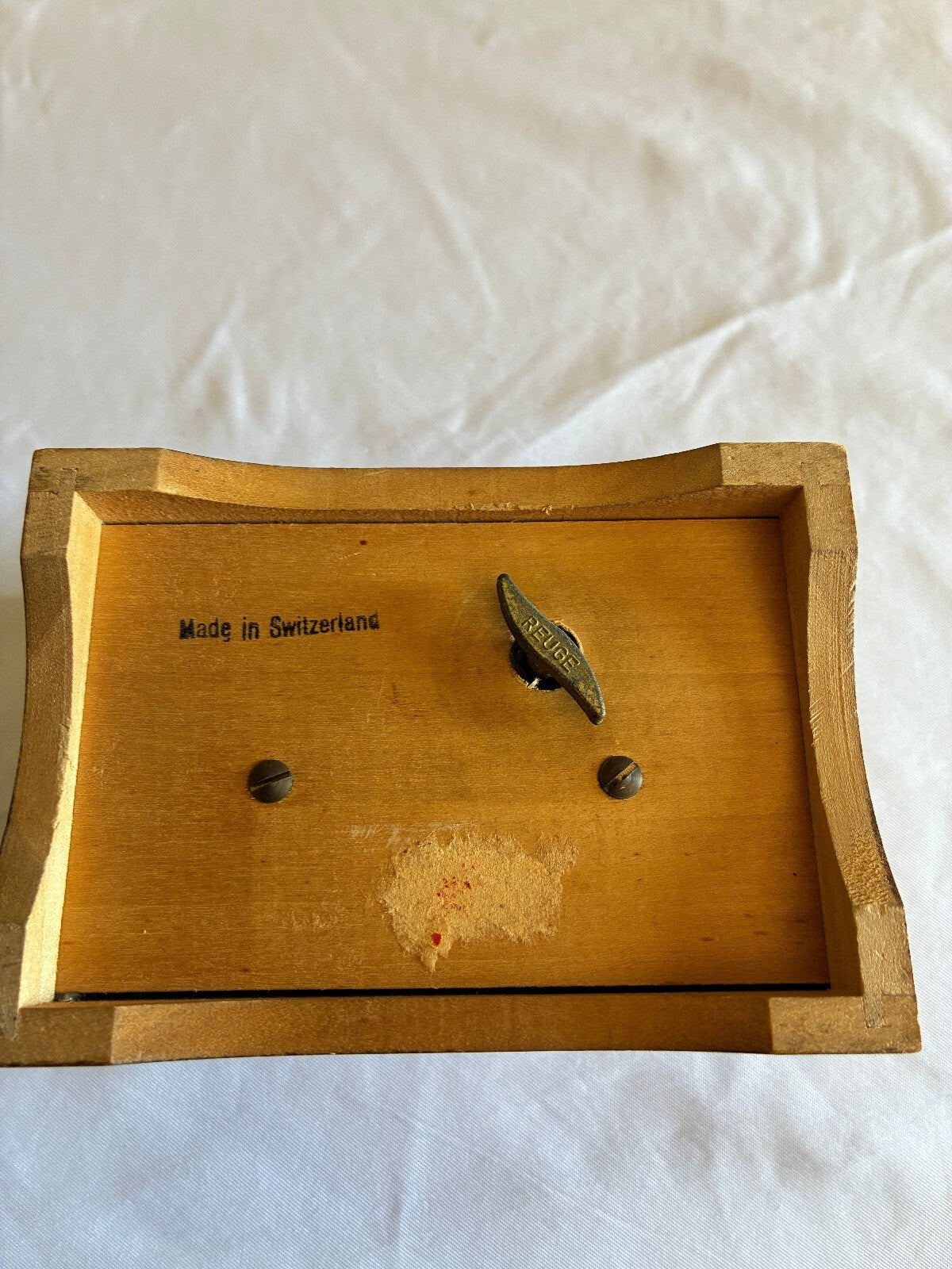 Vintage Reuge Swiss Music Box | Hummel Style Girl Print Wooden Trinket Box