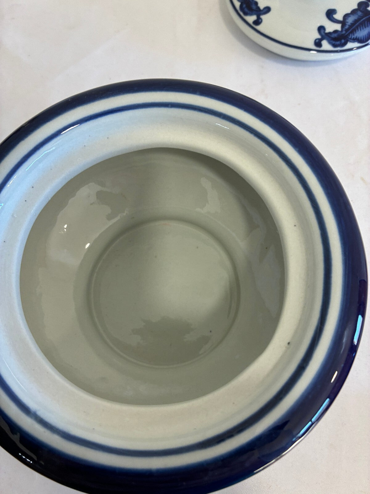 Vintage The Bombay Company Blue and White Lidded Dish, Chinoiserie Trinket Bowl