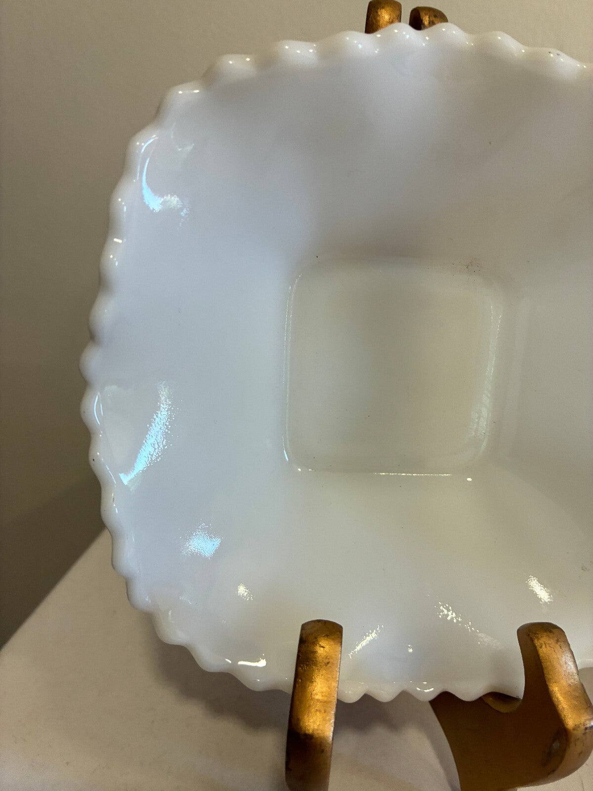 Vintage Milk Glass Ruffled Bowls Set of 8 | Quilted Diamond Pattern White Glass