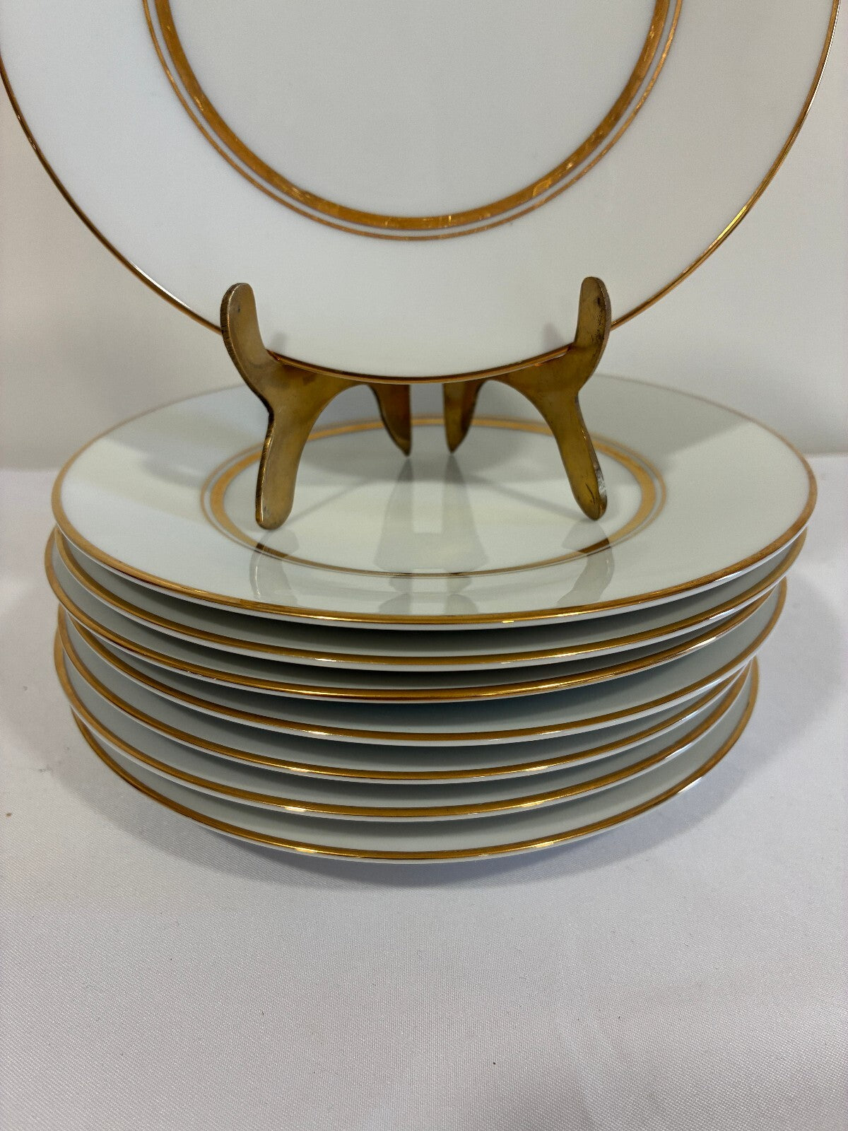 Vintage Noritake Gloria China Plates Set of 8, Gold Rim Dessert Plates, Japan