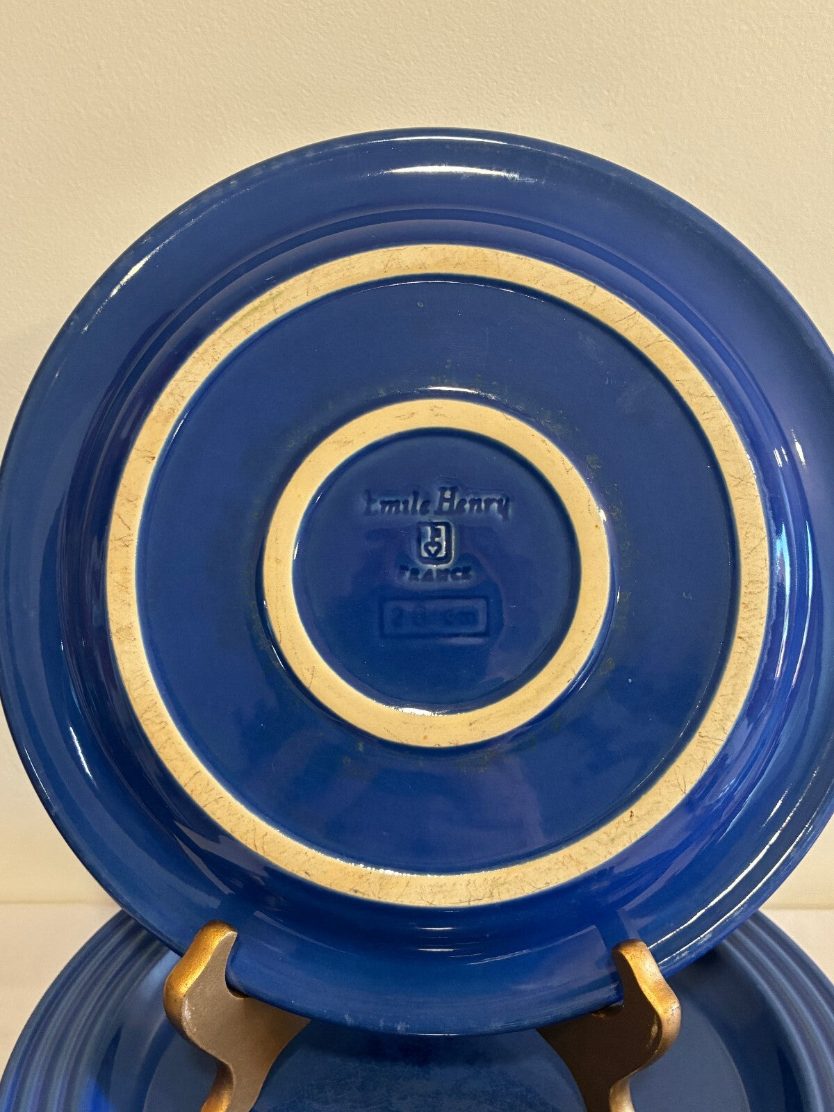 Vintage Emile Henry Cobalt Blue Dinner Plates Set of 8, French Ceramic Plates
