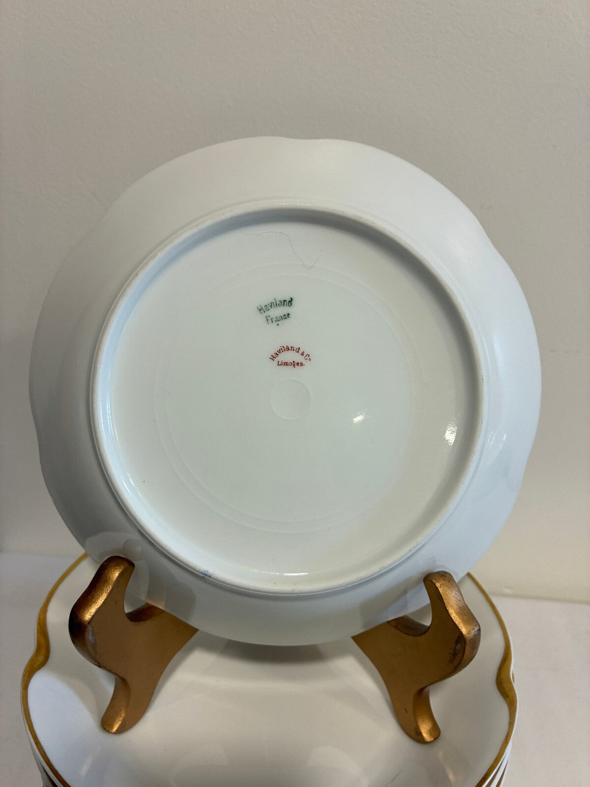 Antique Haviland& Co Limoges 7.5" Gold Rim Bowls Set of 7, French Porcelain