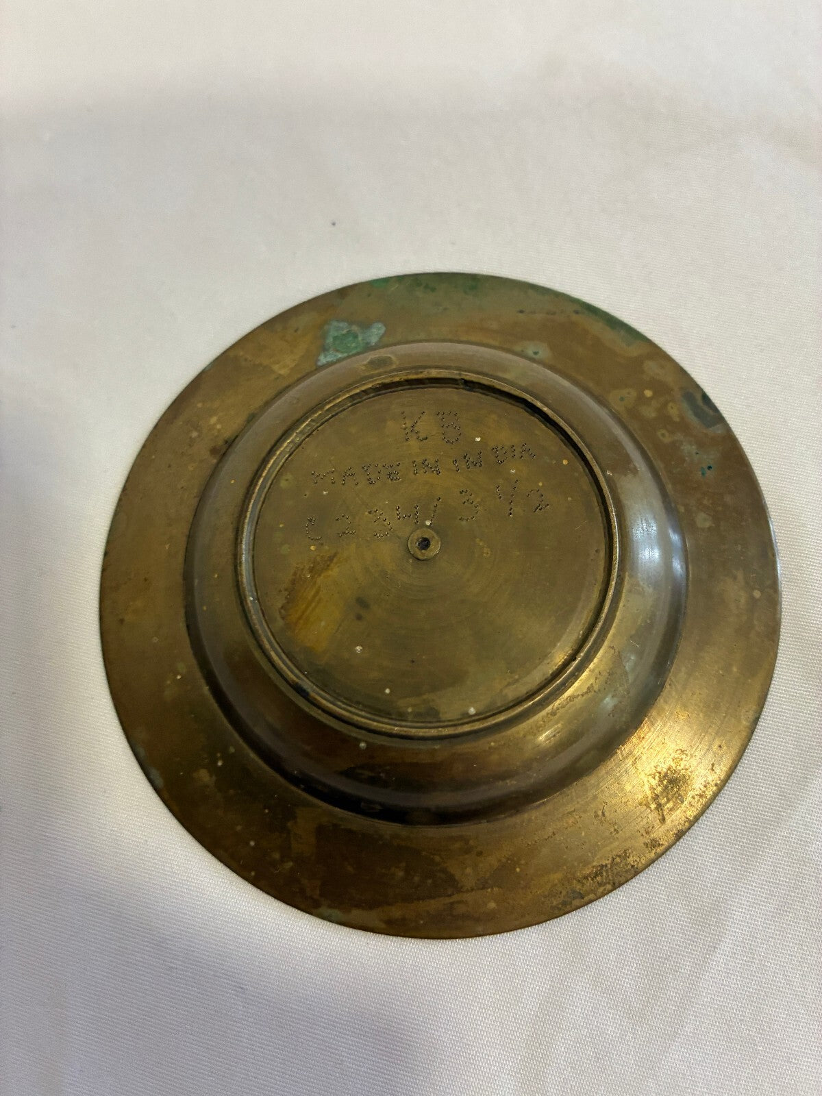 Vintage Indian Brass Dish, Etched Floral Enamel Trinket Dish, Boho Catchall