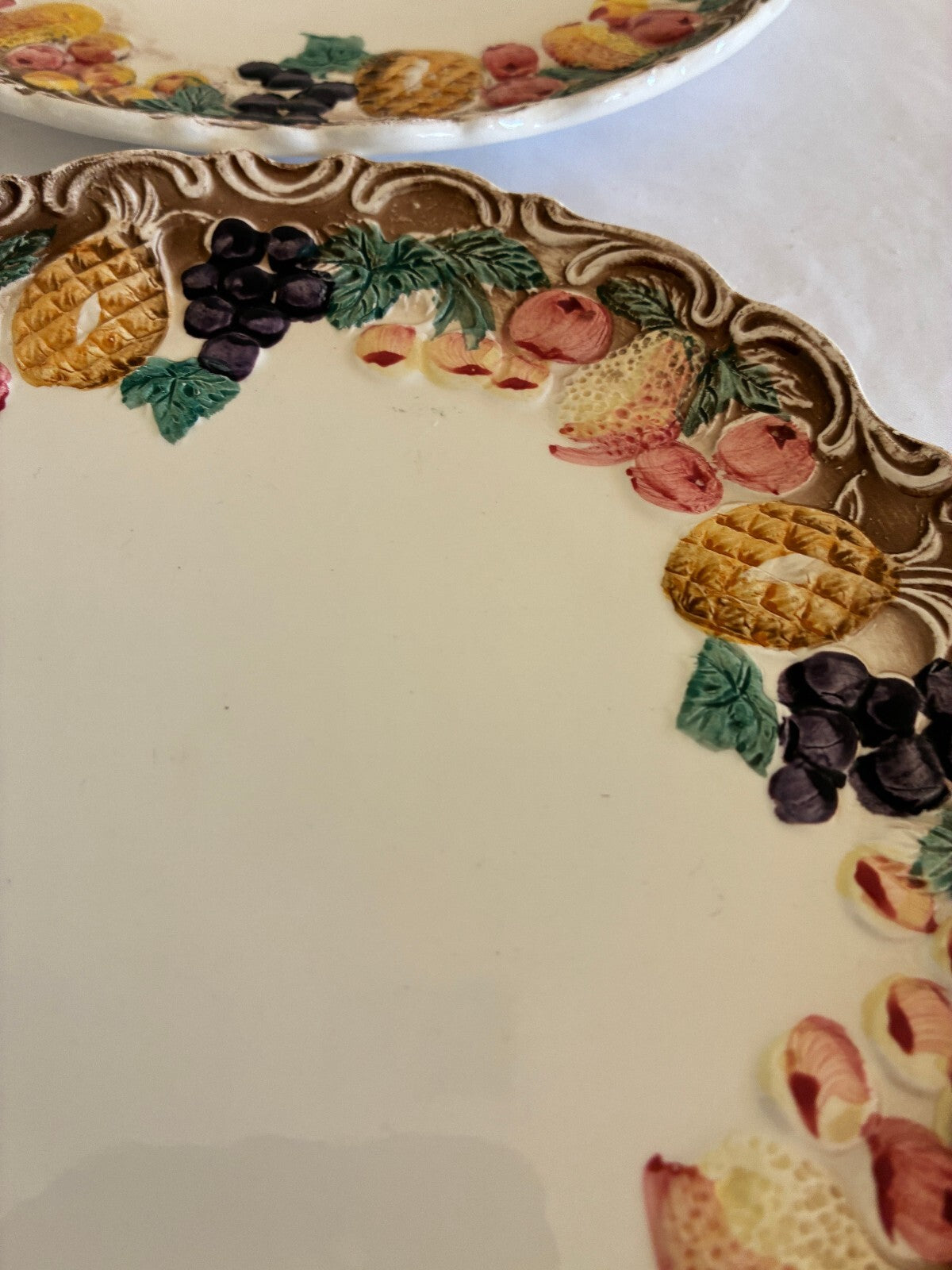 Vintage Lefton Majolica Style Fruit Border Plates, Set of 6 | Japan
