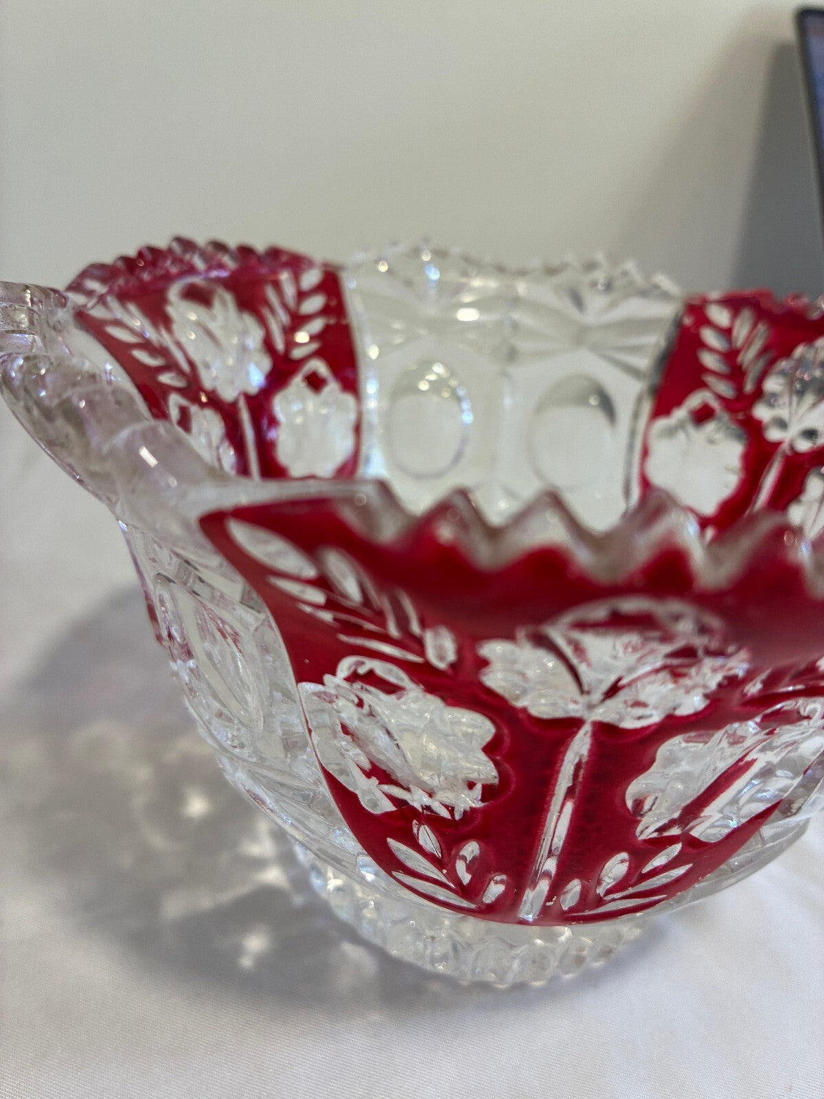 Vintage 5th Avenue Rosalina Red Cut Glass Bowl Ruby Flash