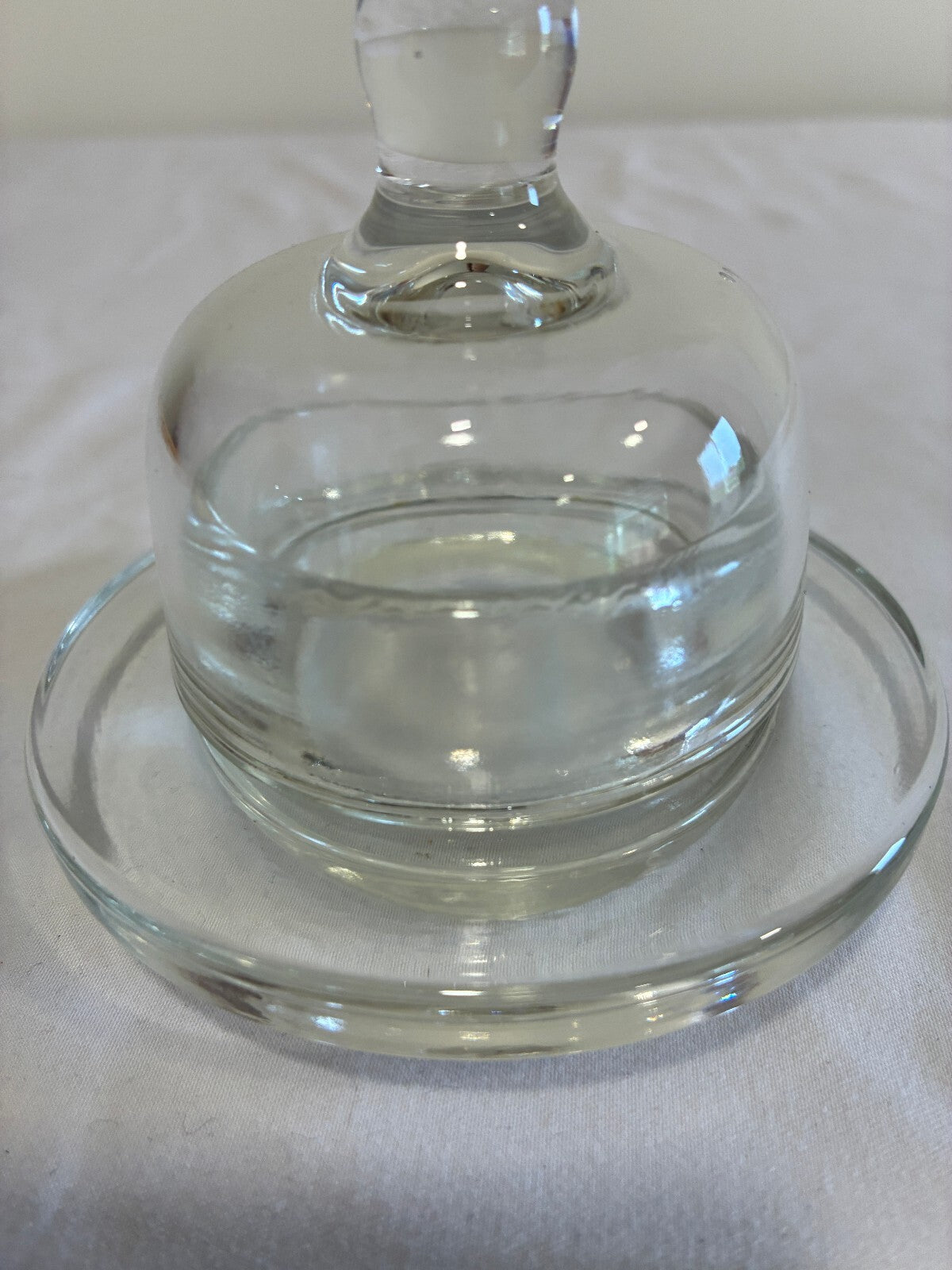 Vintage Glass Butter Dish with Domed Lid Clear Pressed Glass