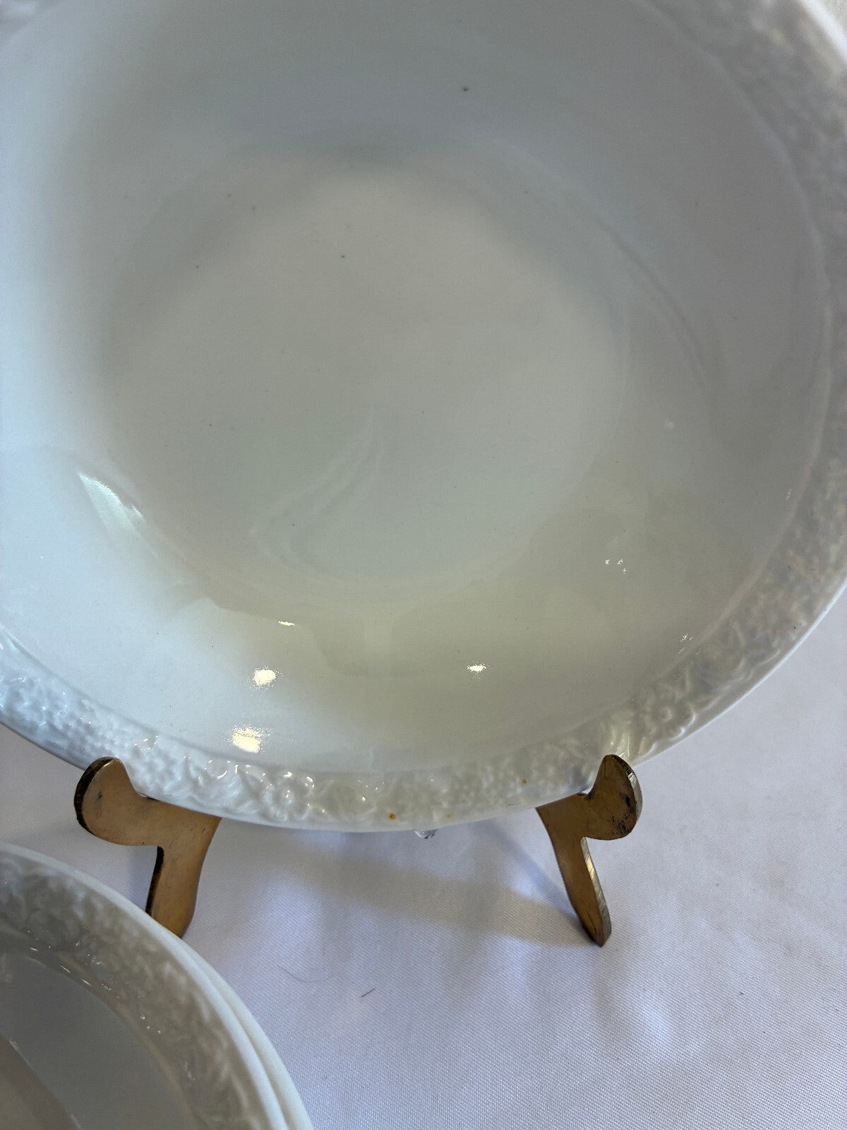 Vintage Wedgwood & Co Hedge Rose Bowls Set of 4, English White Embossed China