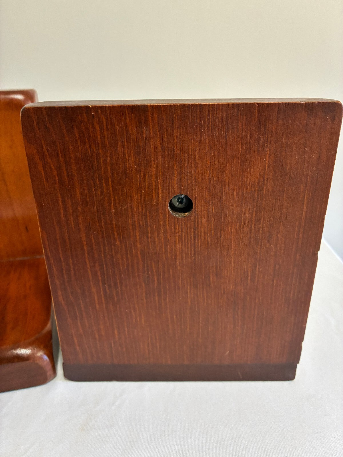 Vintage Wood Bookends with Brass Ring Pulls | Mid-Century Bookends, Set of 2