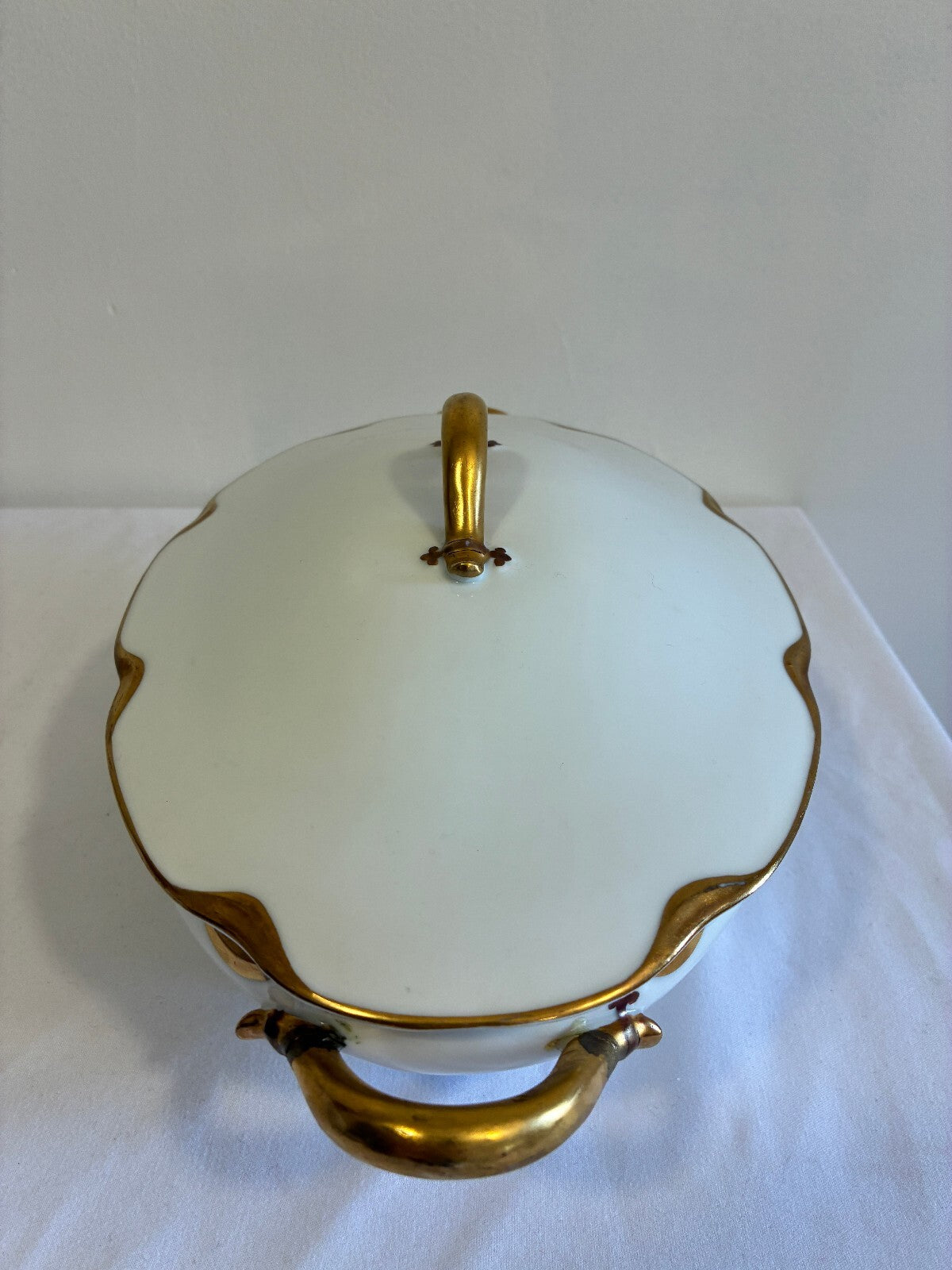 Antique Haviland Limoges Covered Vegetable Tureen, Gold Gilt Rim, France
