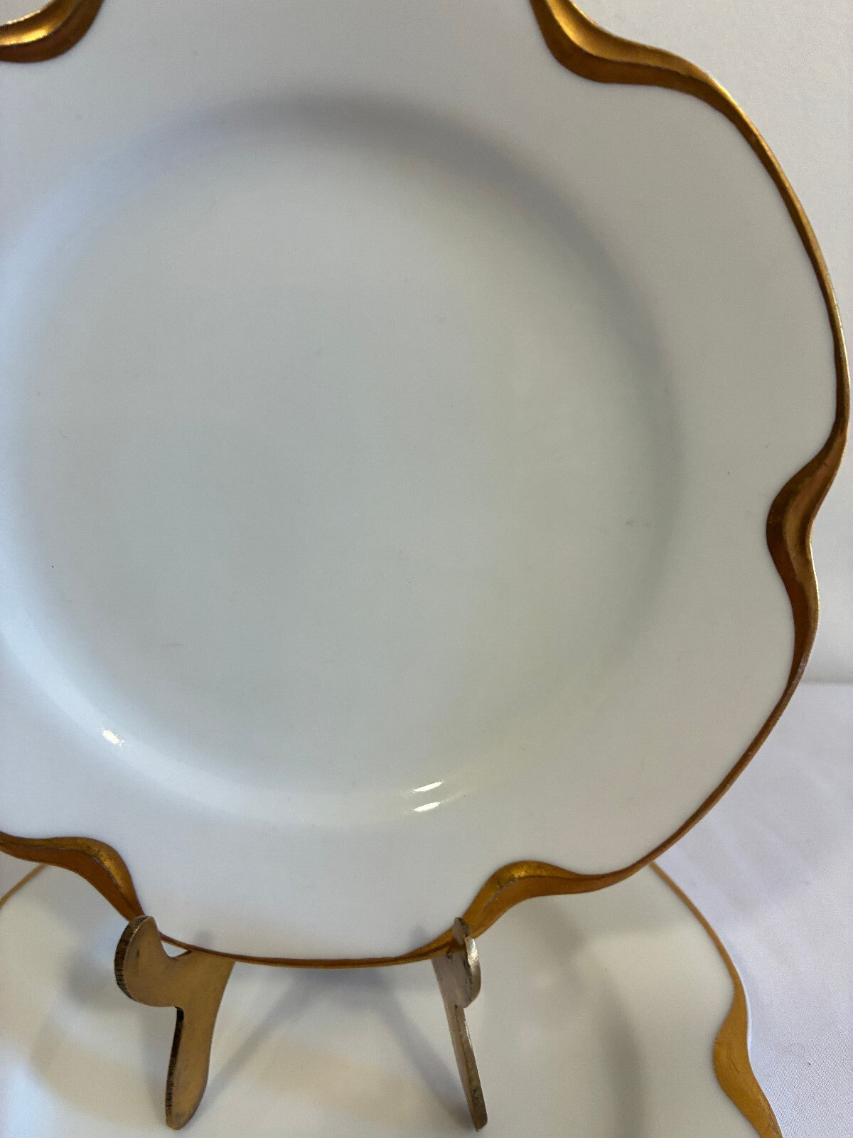 Antique Haviland & Co Limoges Gold Scalloped Rim 6.25" Plates Set of 2 France