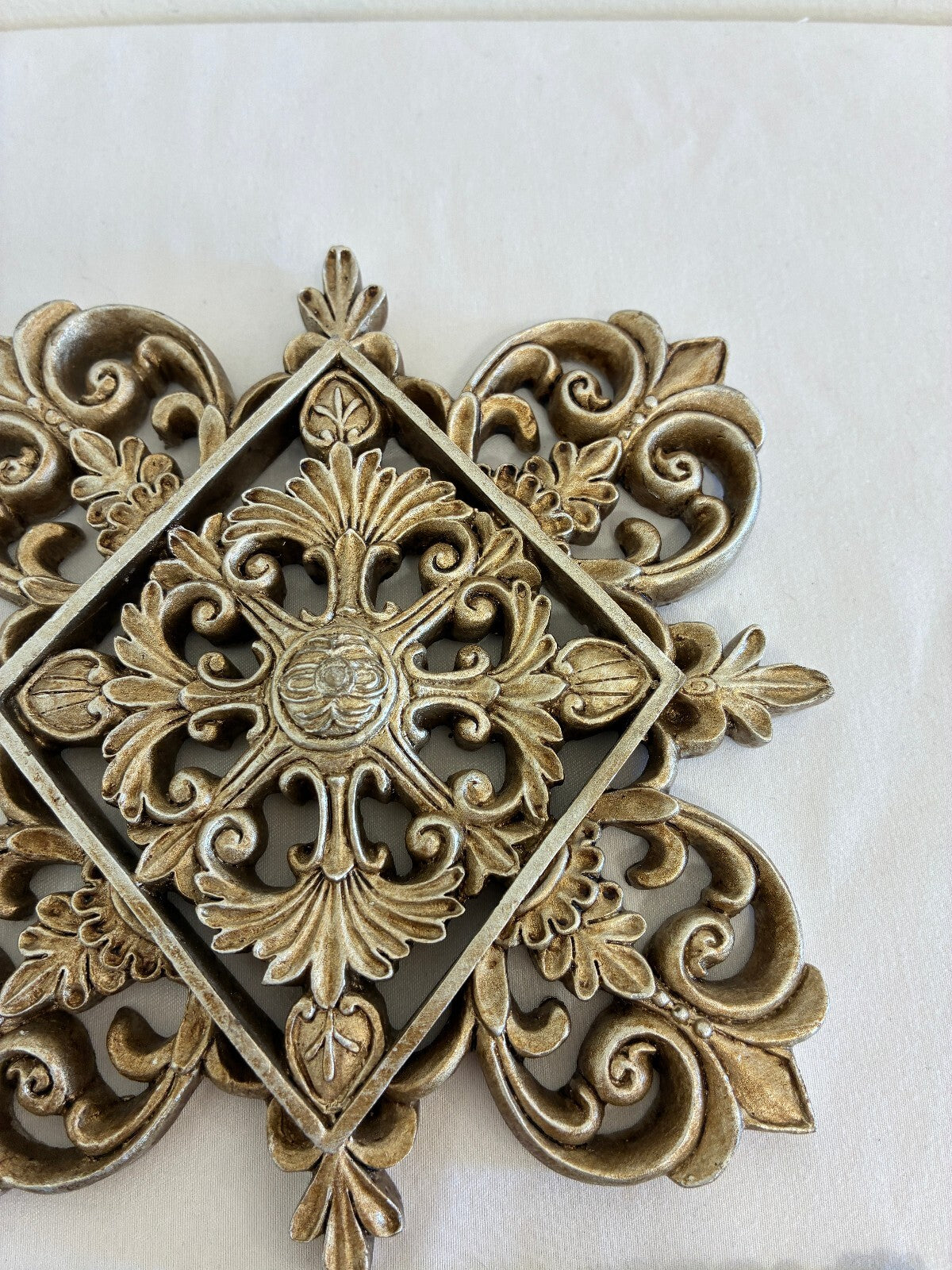 Silver Gilt Painted Wood Medallions Wall Plaques, Set of 3, Hollywood Regency