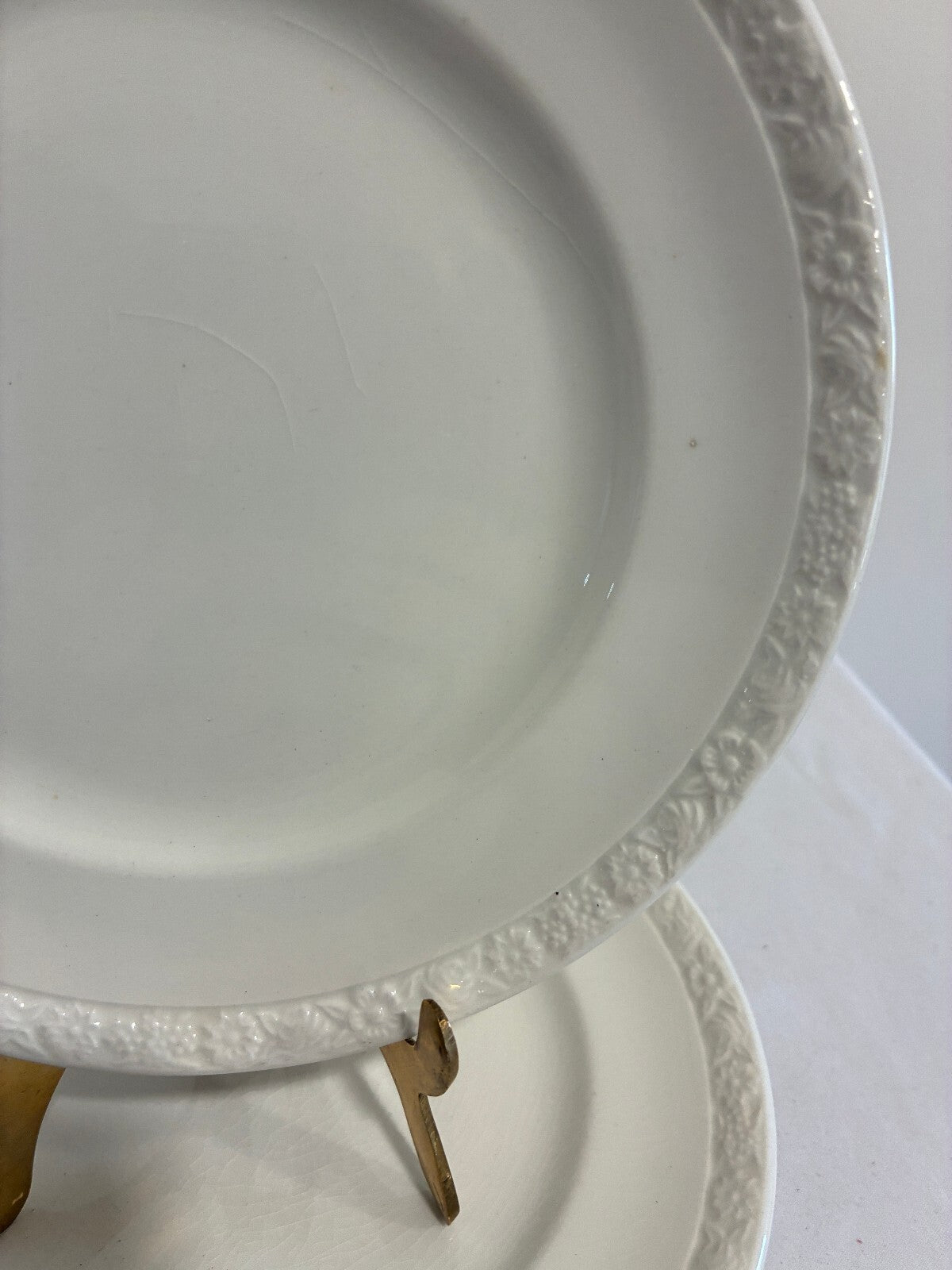 Vintage Wedgwood 7" Plates Set of 4, Embossed Floral Rim, England