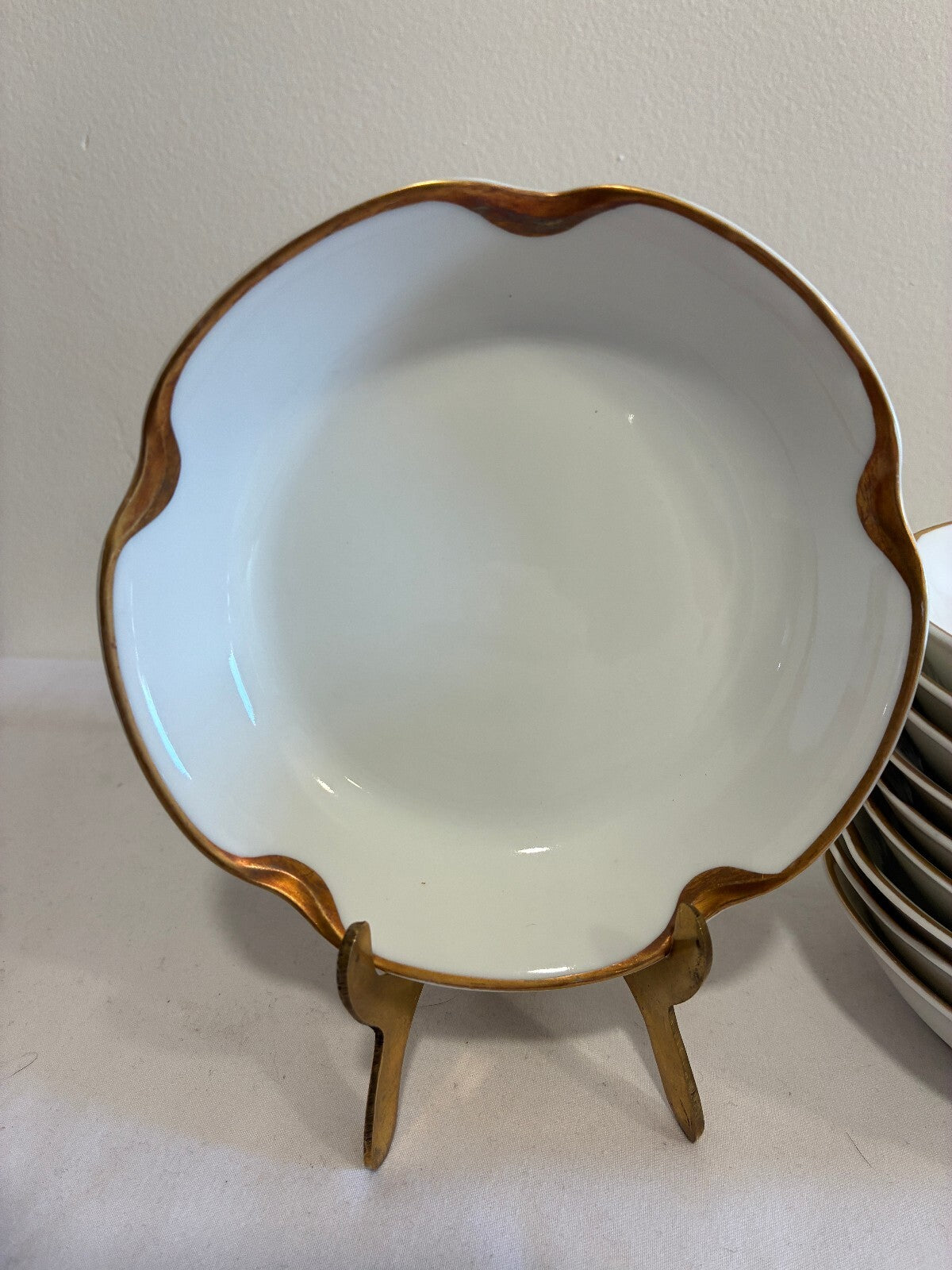 Antique Haviland Limoges Gold Rim Bowls Set of 10 | Scalloped French Porcelain