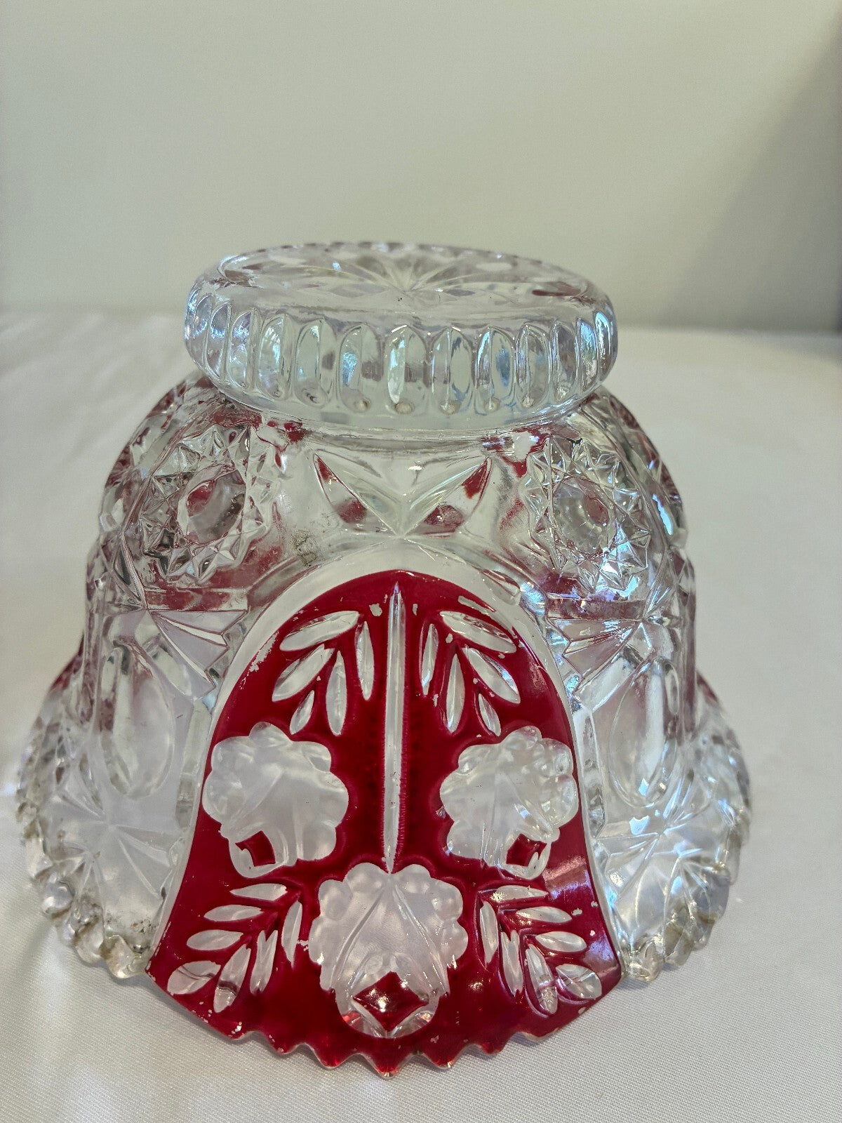 Vintage 5th Avenue Rosalina Red Cut Glass Bowl Ruby Flash