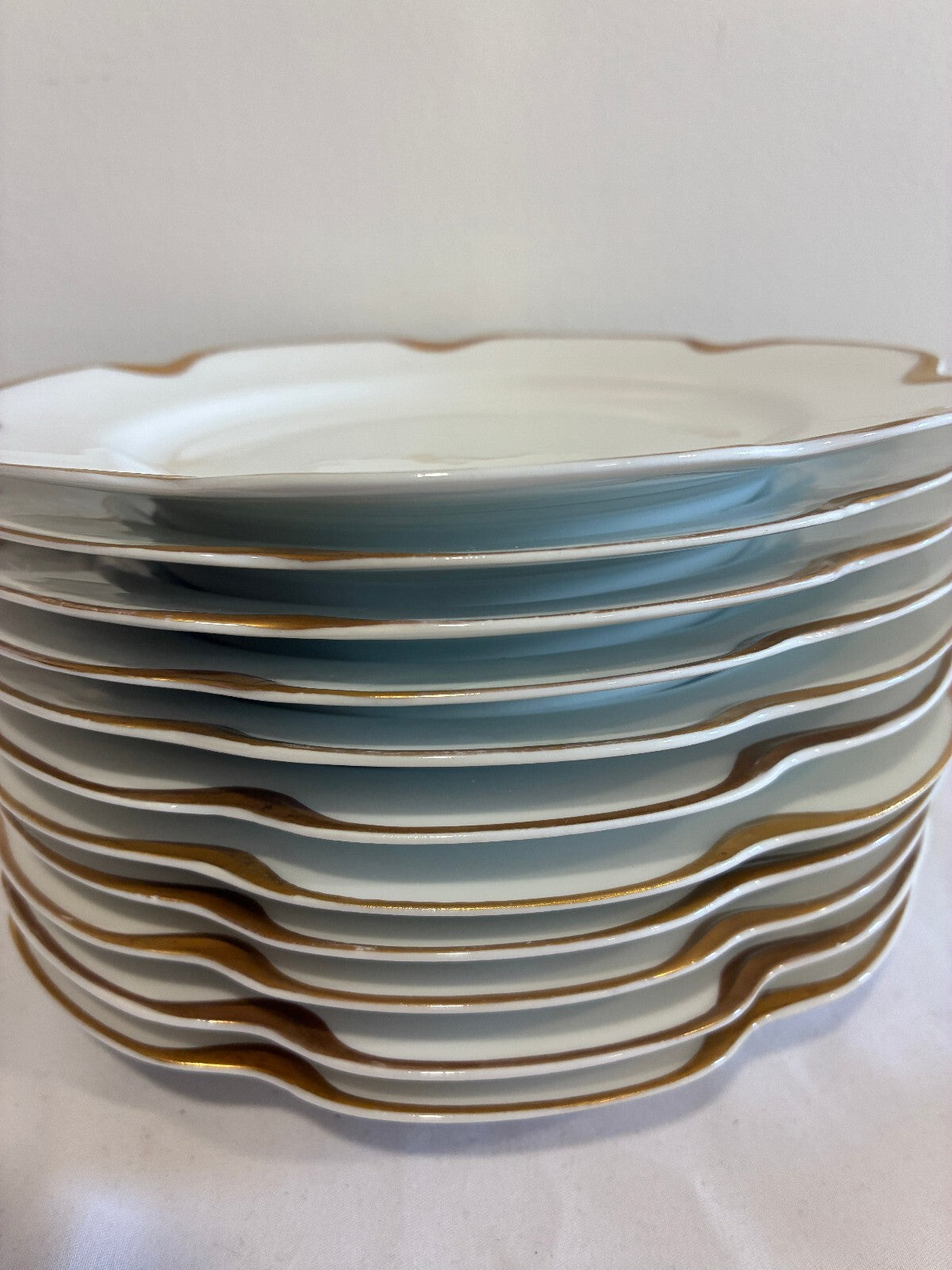 Antique Haviland & Co Limoges Gold Rim 7.5" Plates Set of 11 French Porcelain