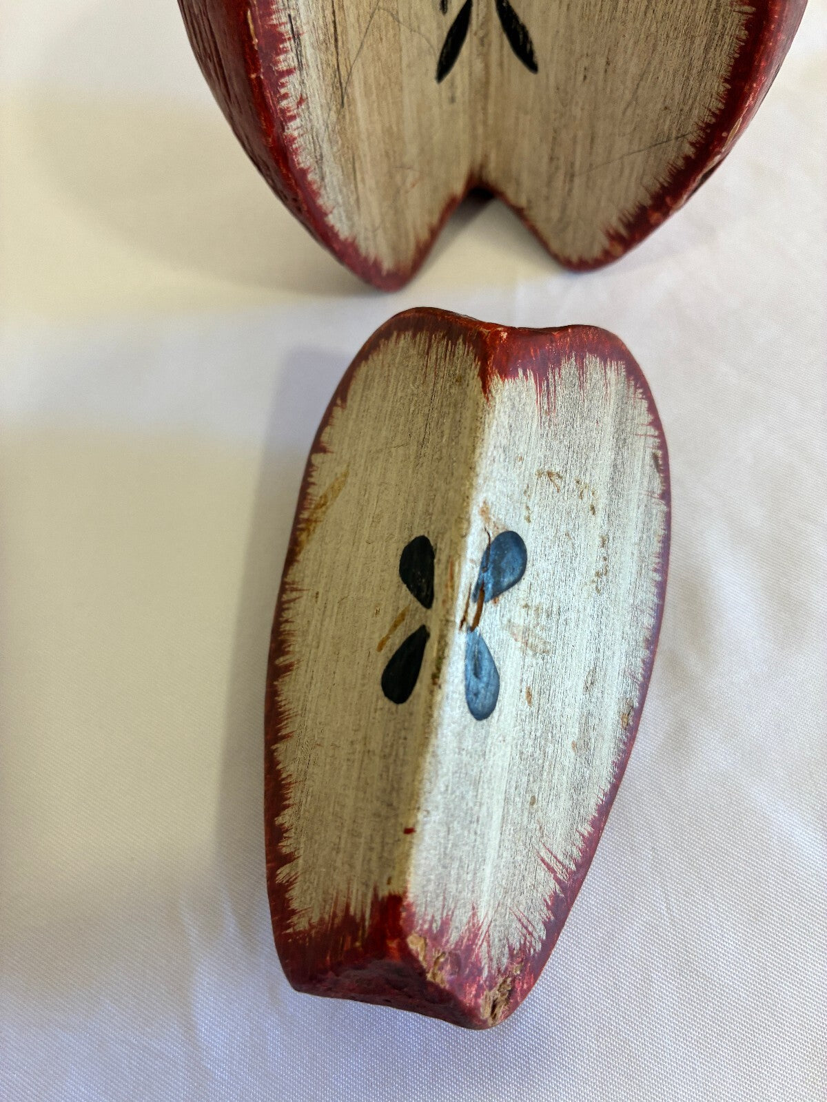 Signed Chris Colby Carved Wood Apple Sculpture | Folk Art Made in Maine