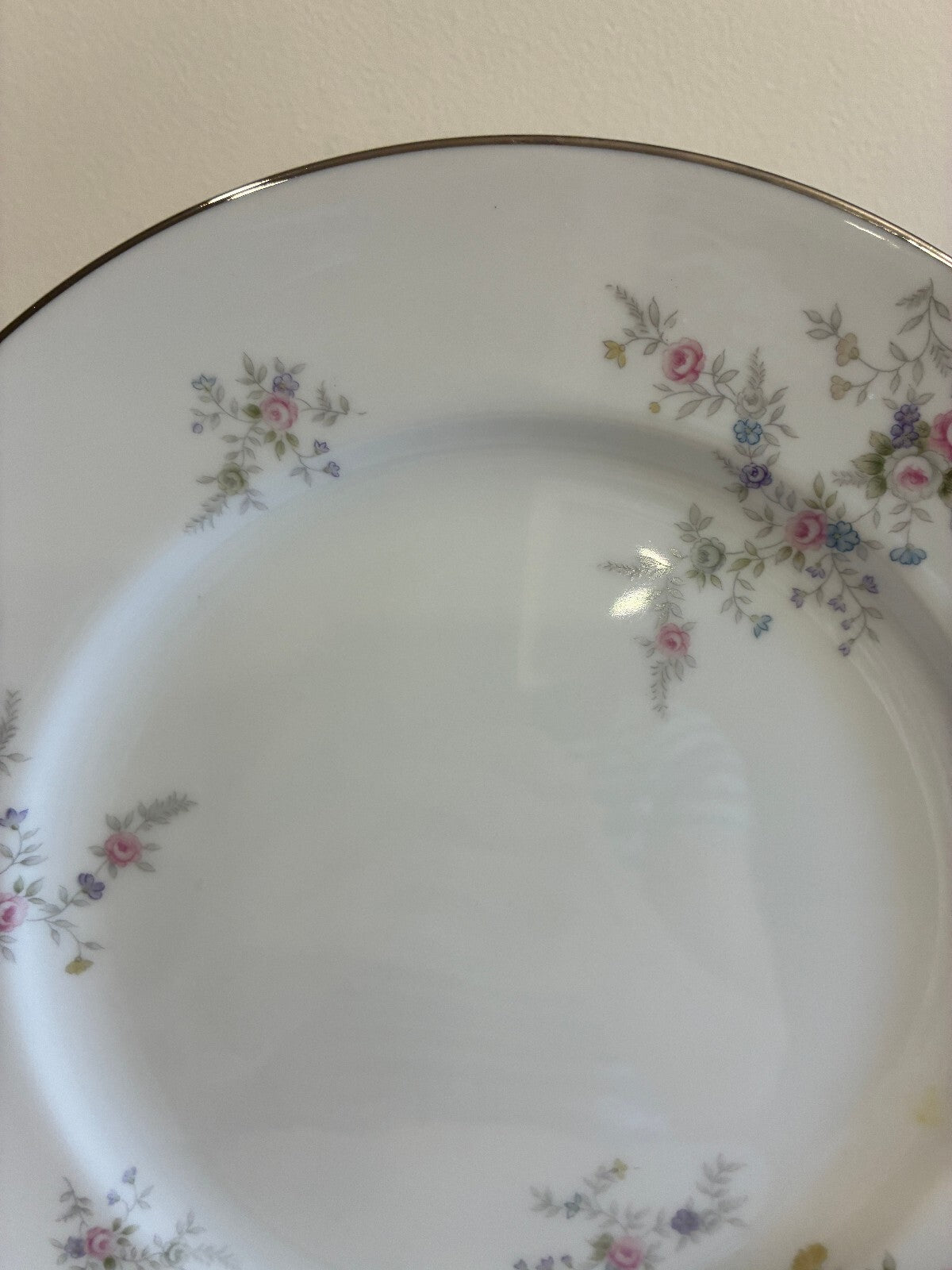 Vintage Wyndham Cambric Fine China Dinner Plates Set of 4 Platinum Rim, Japan