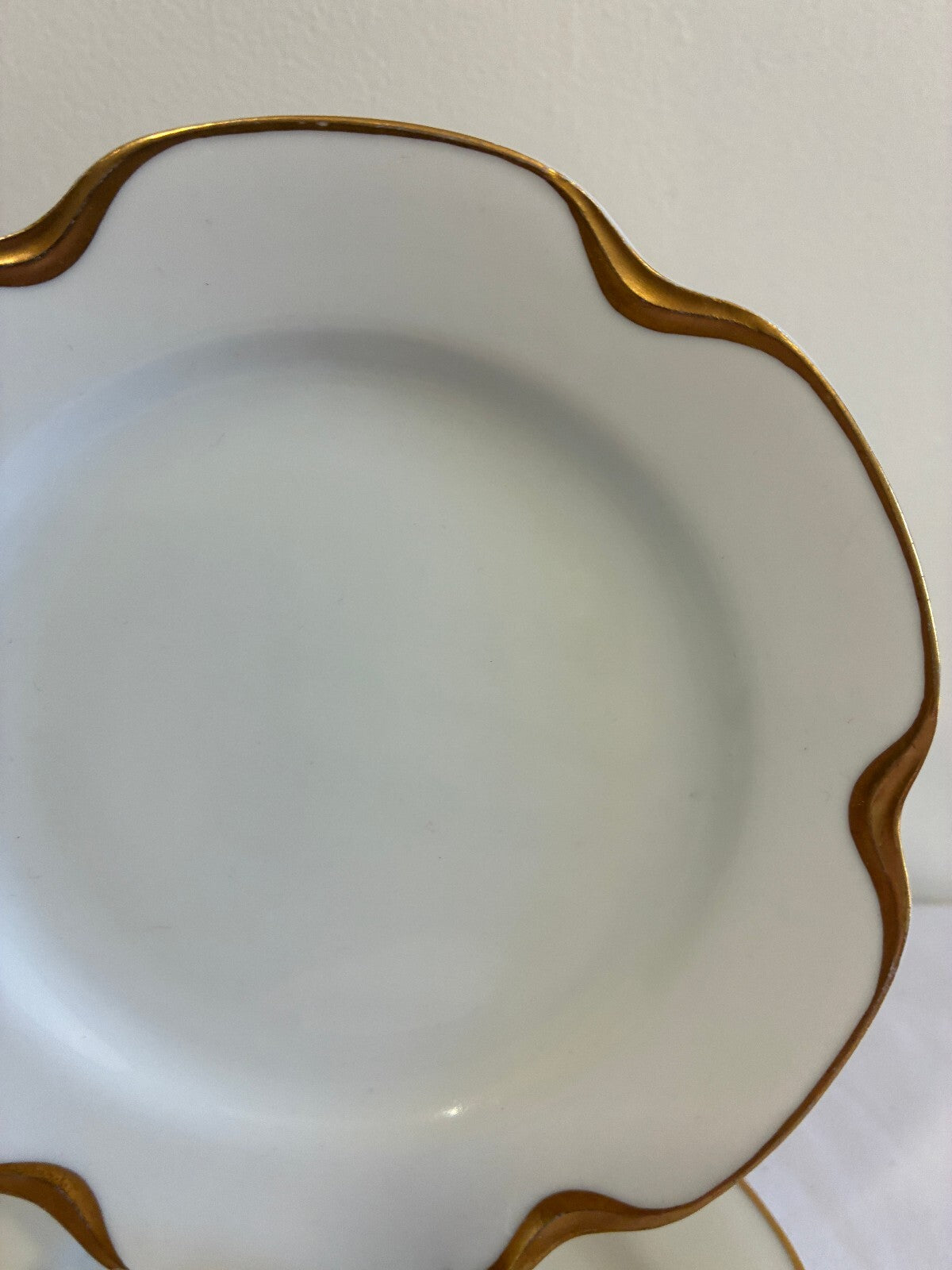 Antique Haviland & Co Limoges Gold Scalloped Rim 6.25" Plates Set of 2 France