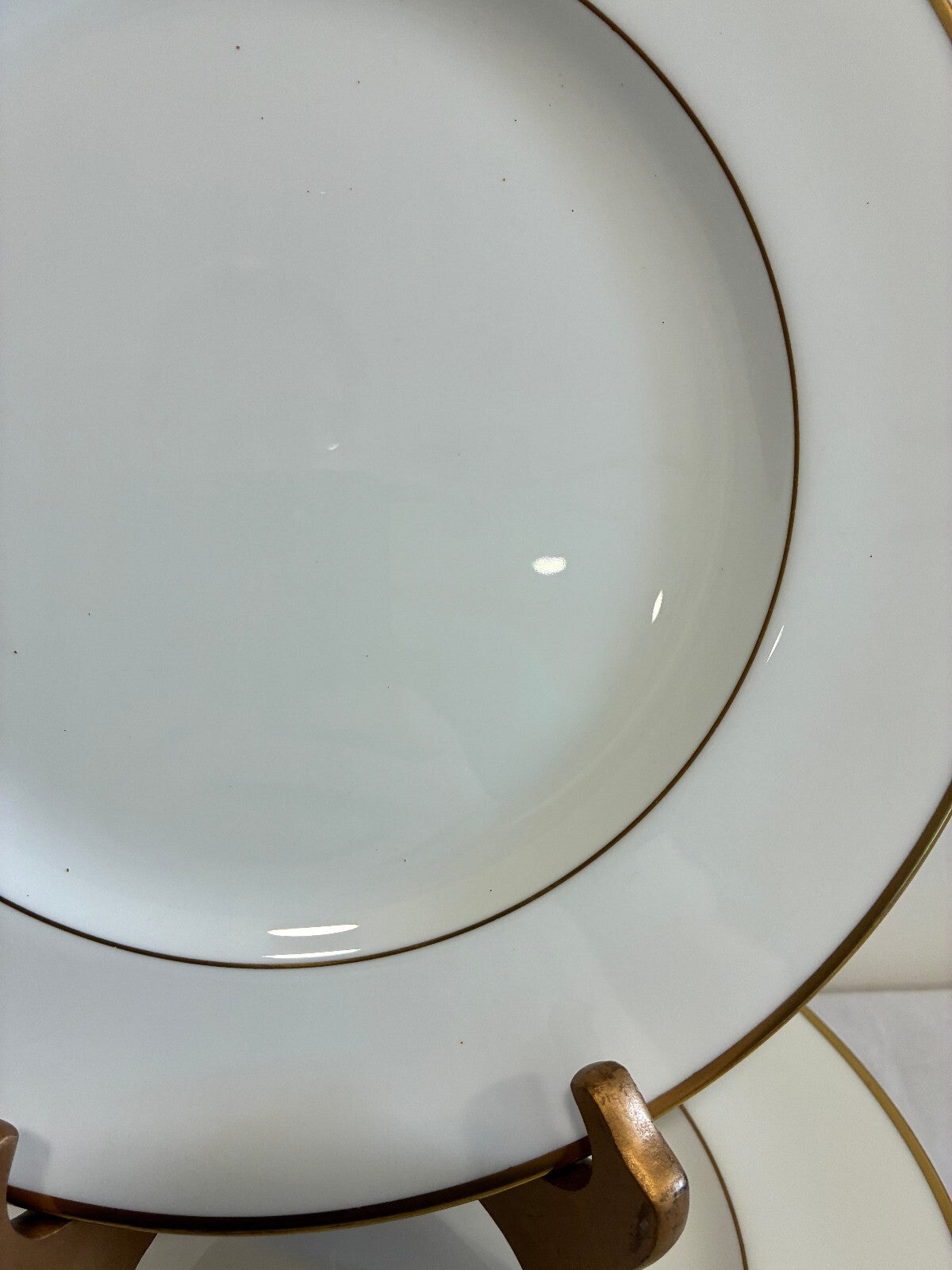 Vintage Wedgwood Bone China Dinner Plates Set of 12 with Gold Rims, England