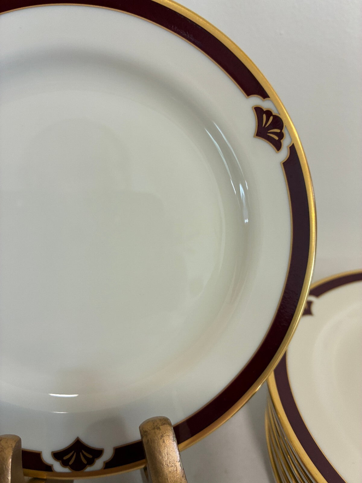 Vintage Pickard Fine China Bread Plates, Set of 8, Burgundy & Gold