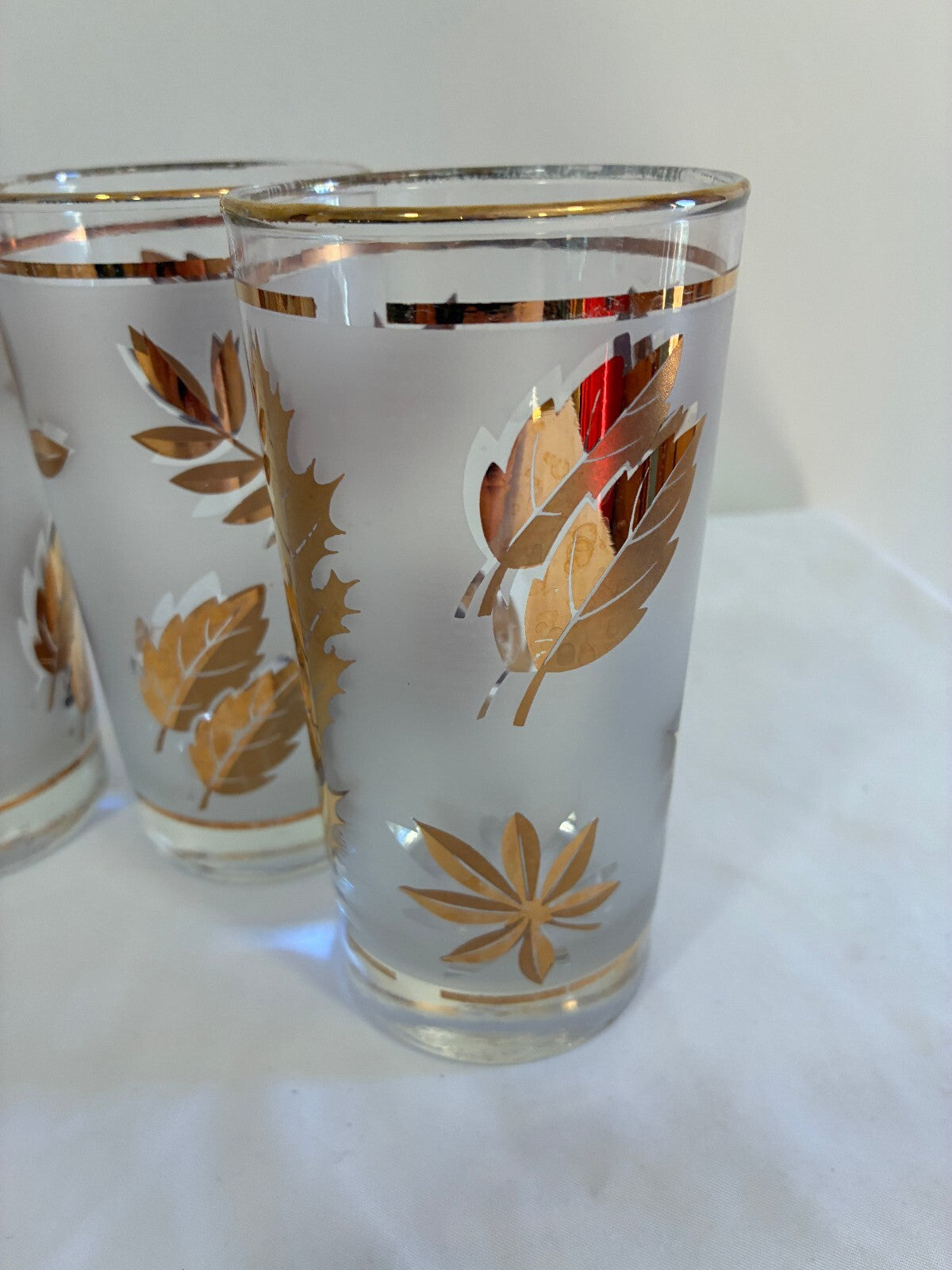 Vintage Libbey Gold Leaf Glasses Set of 5 | Culver Style Tumblers | MCM Barware
