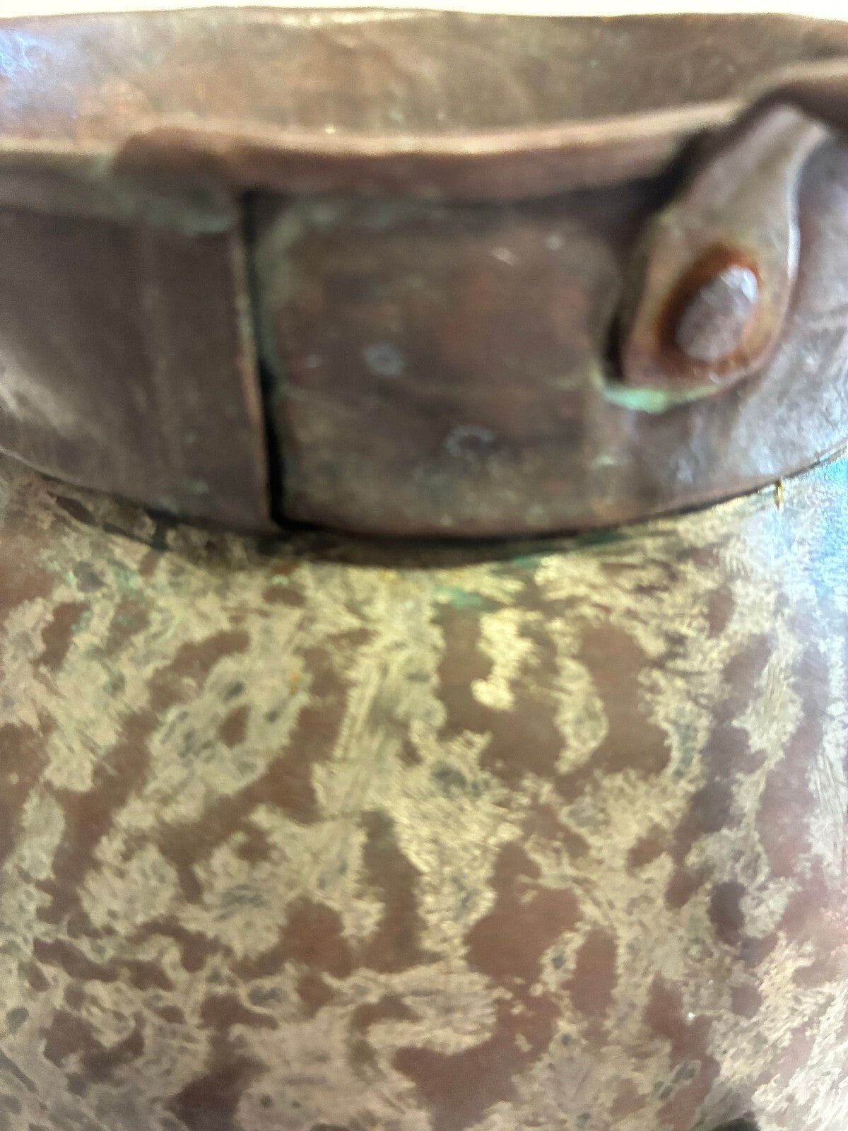 Antique Hand Hammered Copper and Tin Pitcher | Rustic Primitive Water Jug