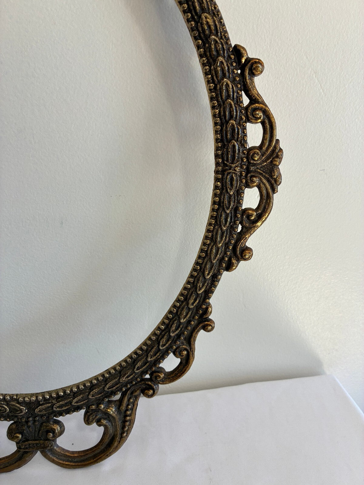 Vintage Ornate Solid Brass Oval Frame, Baroque Rococo Style, Hollywood Regency
