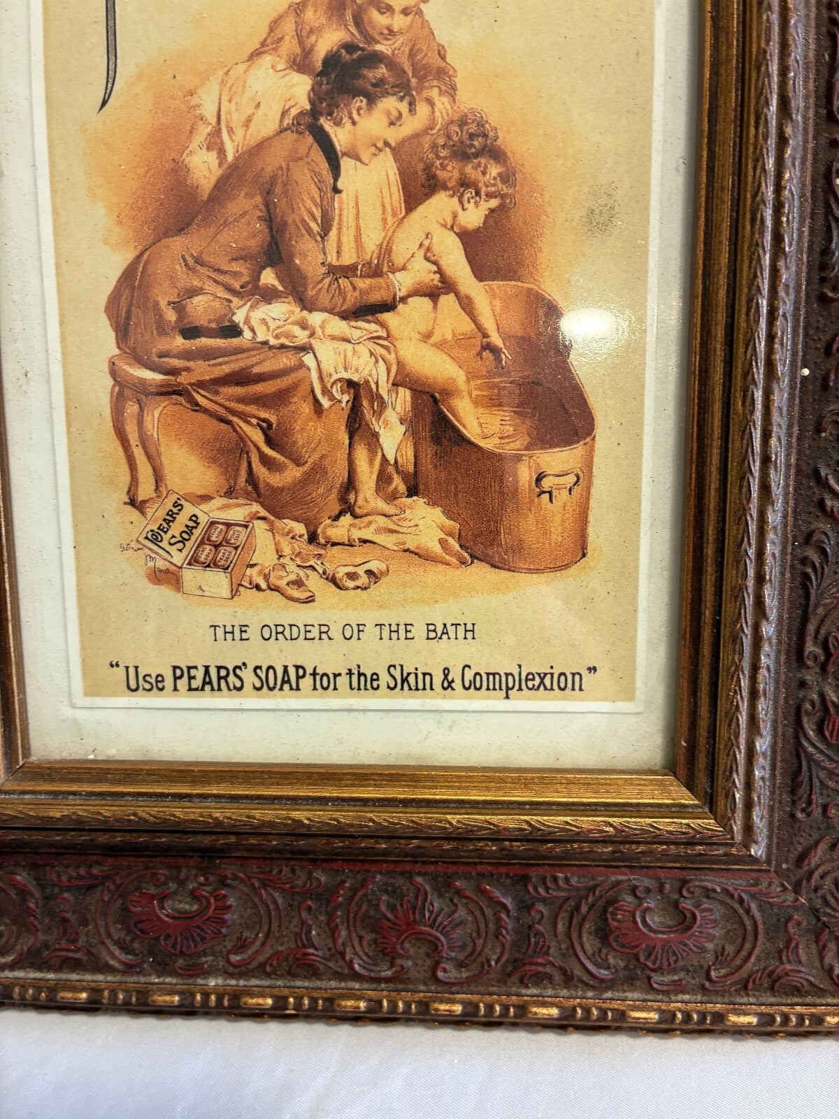 Vintage Framed Pears Soap Advertising Print, Victorian Bathroom Wall Art