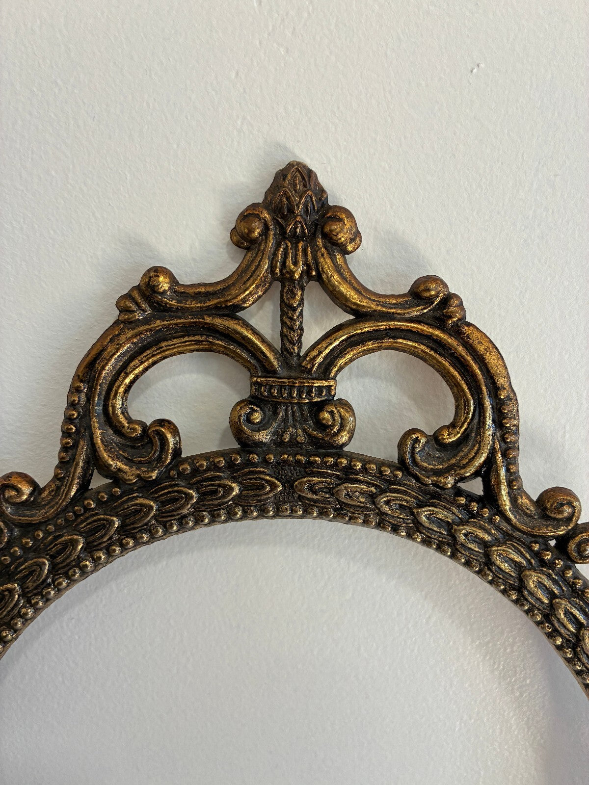 Vintage Ornate Solid Brass Oval Frame, Baroque Rococo Style, Hollywood Regency