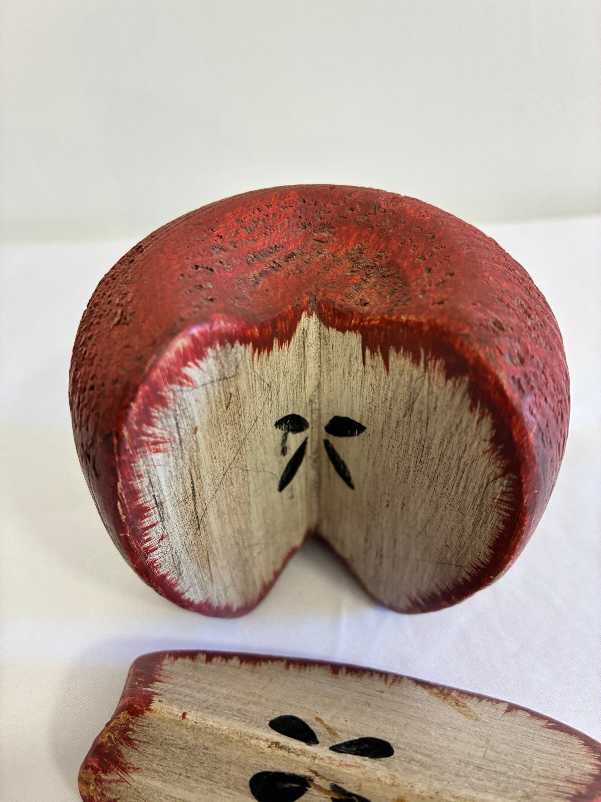 Signed Chris Colby Carved Wood Apple Sculpture | Folk Art Made in Maine