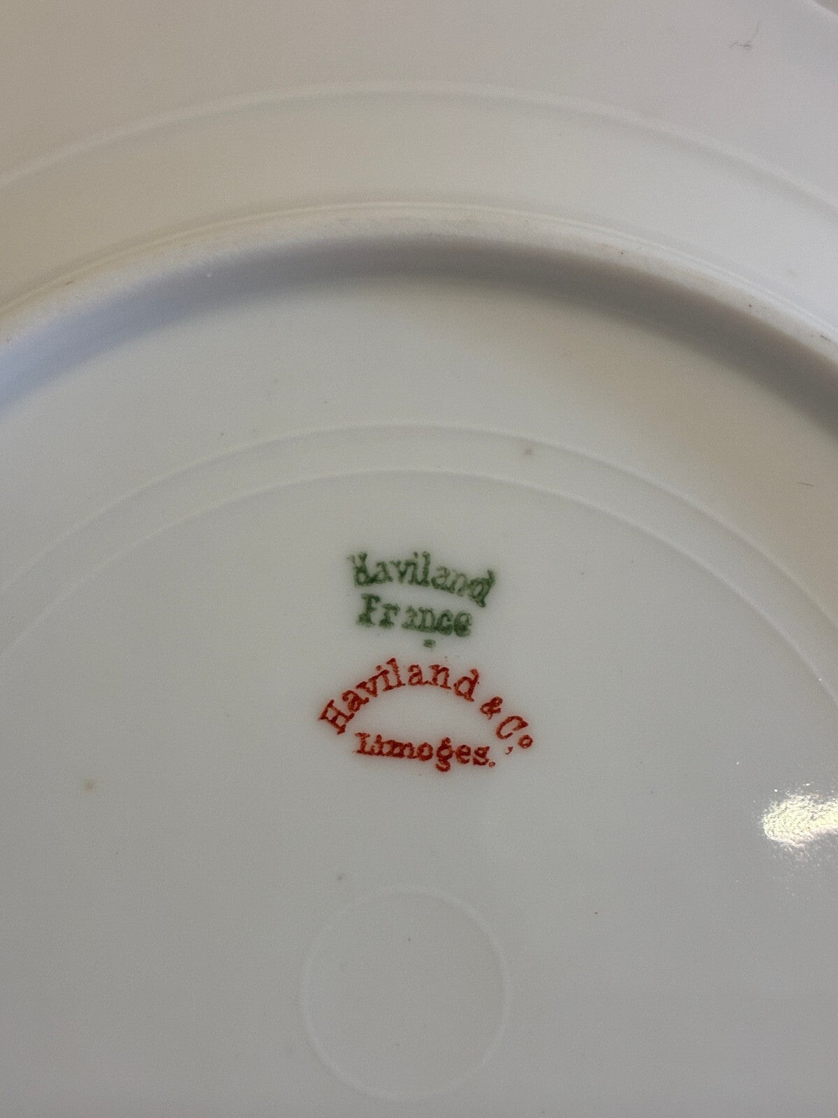 Antique Haviland & Co Limoges Gold Scalloped Rim 6.25" Plates Set of 2 France