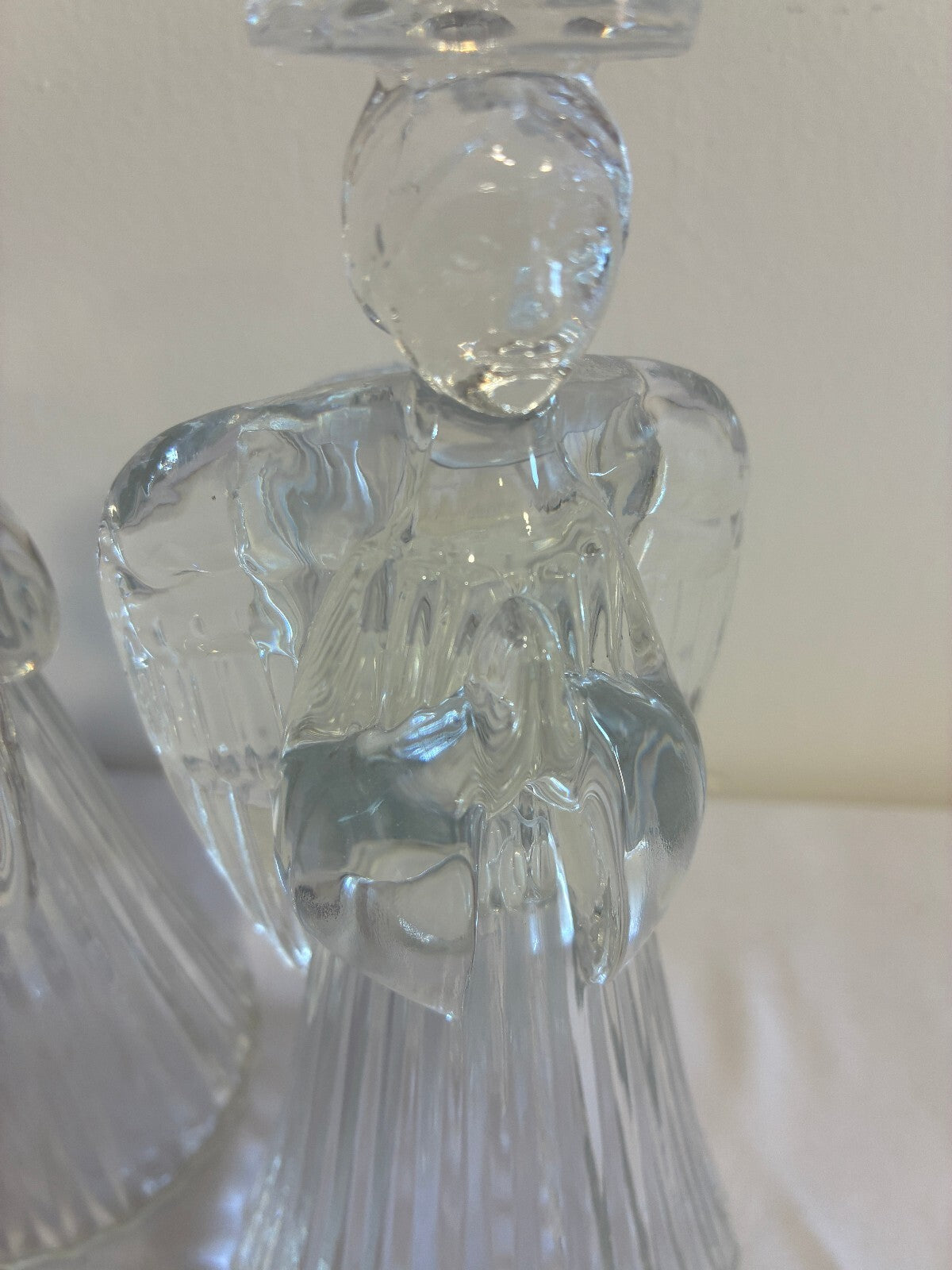 Vintage Mikasa Crystal Angel Candle Holders Pair, Praying Angel Figurines