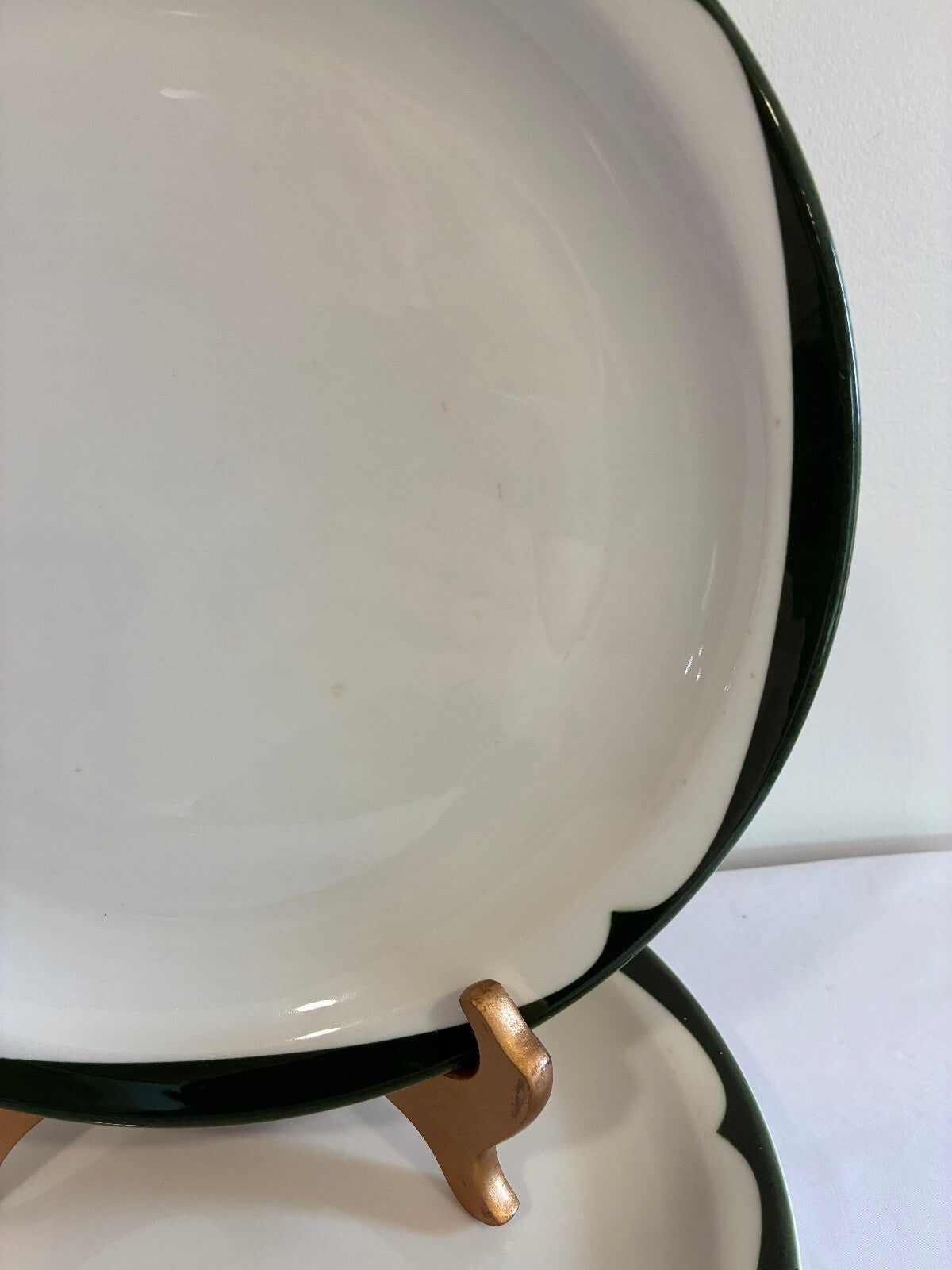 Vintage McNicol China Green Rim Plates Set of 3, Restaurant Ware Dinner Plates,