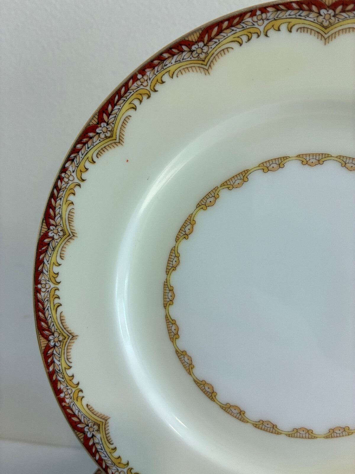 Vintage Meito China Celestine Bread Plates, Set of 12, Rust Red and Gold