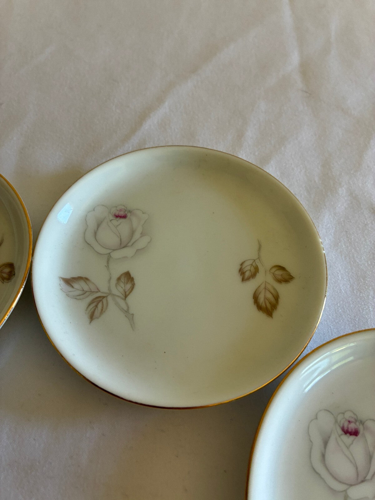 Set of 4 Haviland Sweetheart Rose Butter or Jelly Dishes Gold Trim
