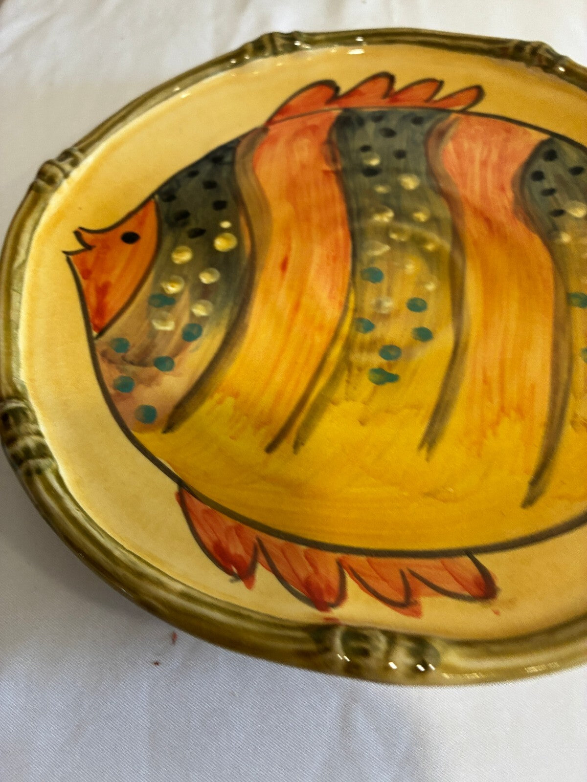 Vintage Italica Ars Italy Fish Plates Set Hand Painted Ceramic Tropical Fish
