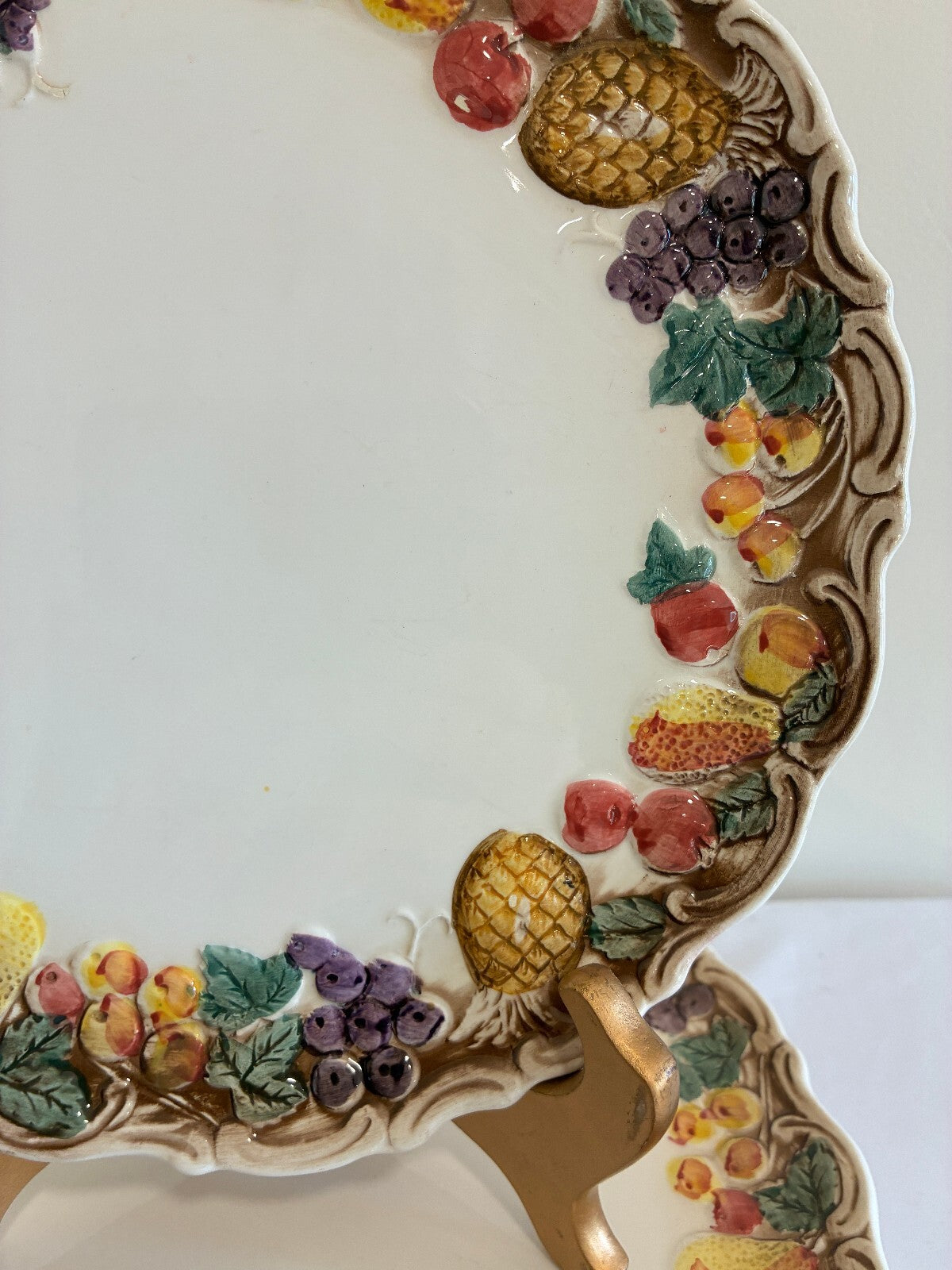 Vintage Lefton Majolica Style Fruit Border Dinner Plates, Set of 6 | Japan