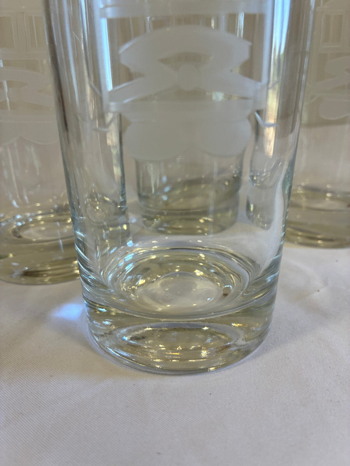 Vintage Etched Streetcar Glasses Set of 4 | Mid Century Barware