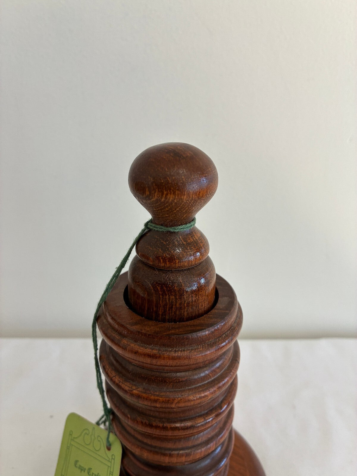 Vintage Wood Napkin Ring Holder Stand with Turned Rings, Cape Craft Pine, USA