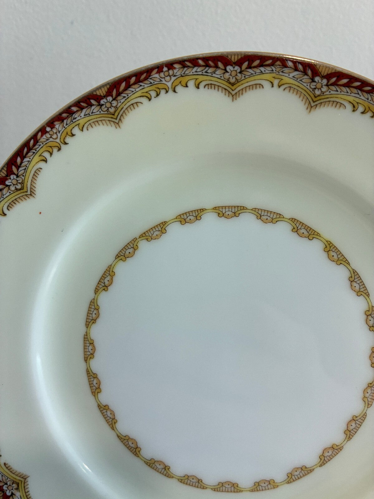 Vintage Meito China Celestine Bread Plates, Set of 12, Rust Red and Gold