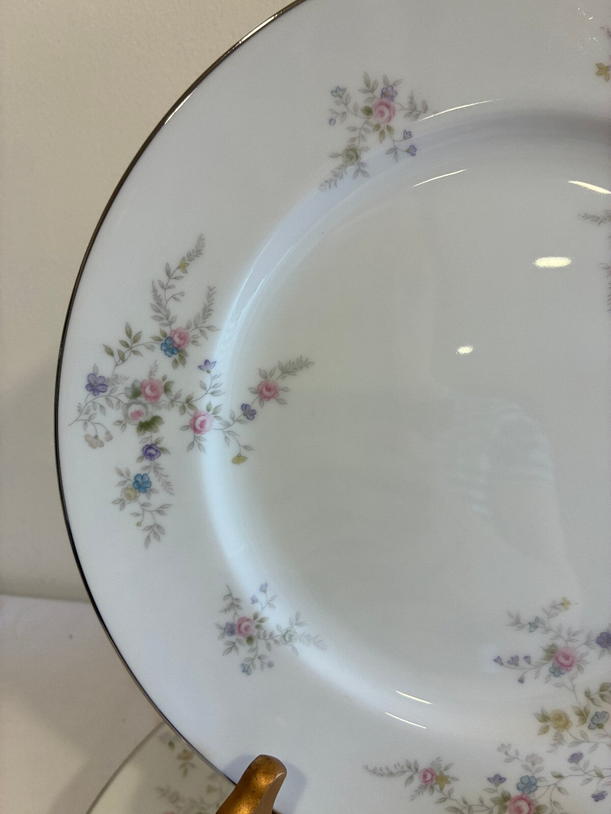 Vintage Wyndham Cambric Fine China Dinner Plates Set of 4 Platinum Rim, Japan