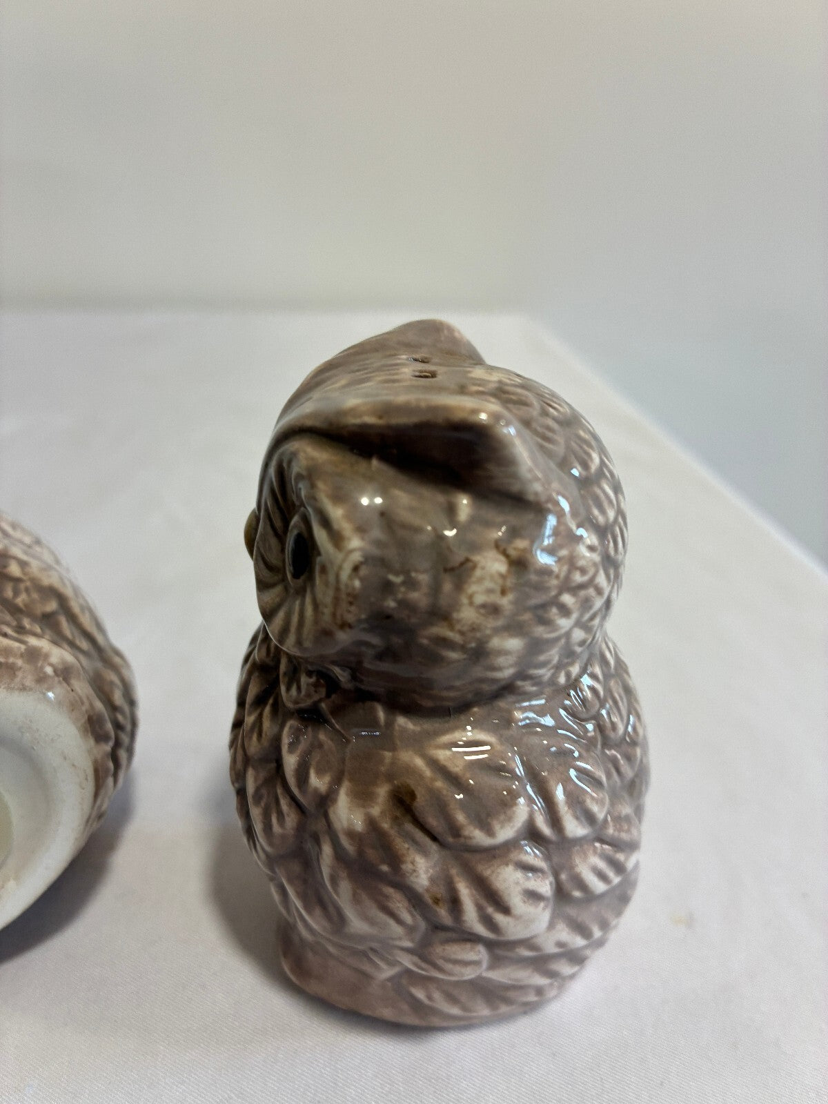 Vintage Ceramic Owl Salt and Pepper Shakers, Rustic Farmhouse