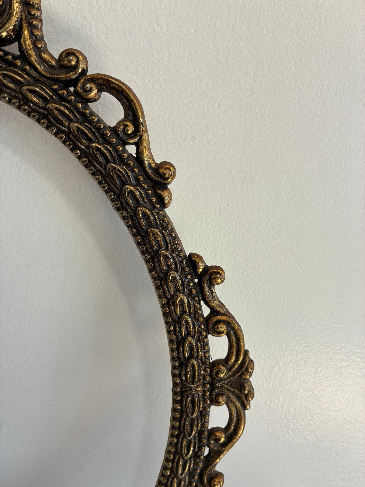 Vintage Ornate Solid Brass Oval Frame, Baroque Rococo Style, Hollywood Regency