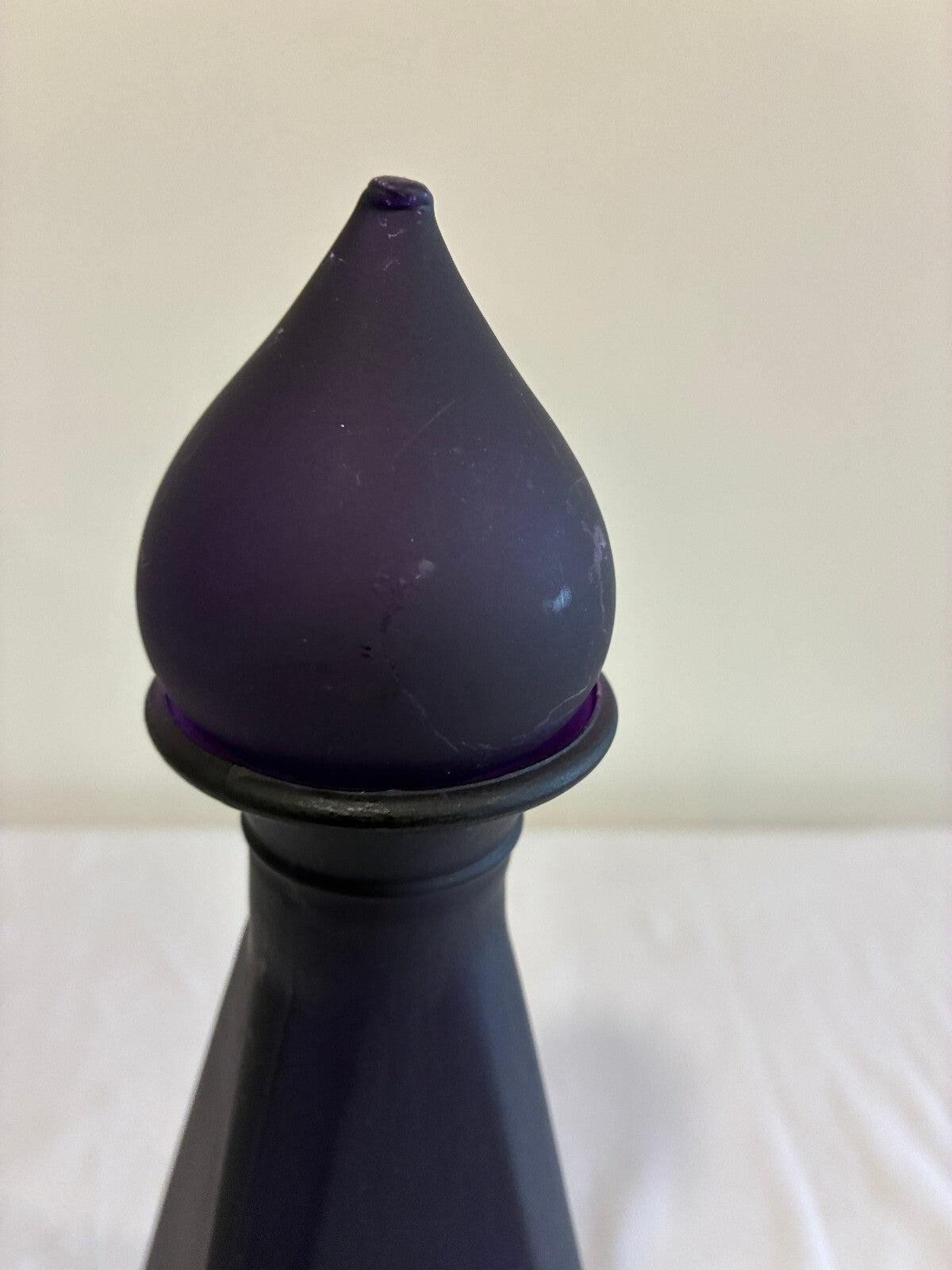 Vintage Amethyst Glass Pyramid Shaped Decanter With Stopper
