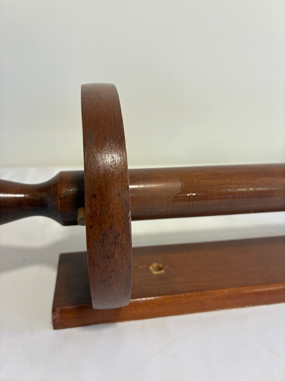 Vintage Wooden Under Counter Paper Towel Holder Large Rolling Pin Style