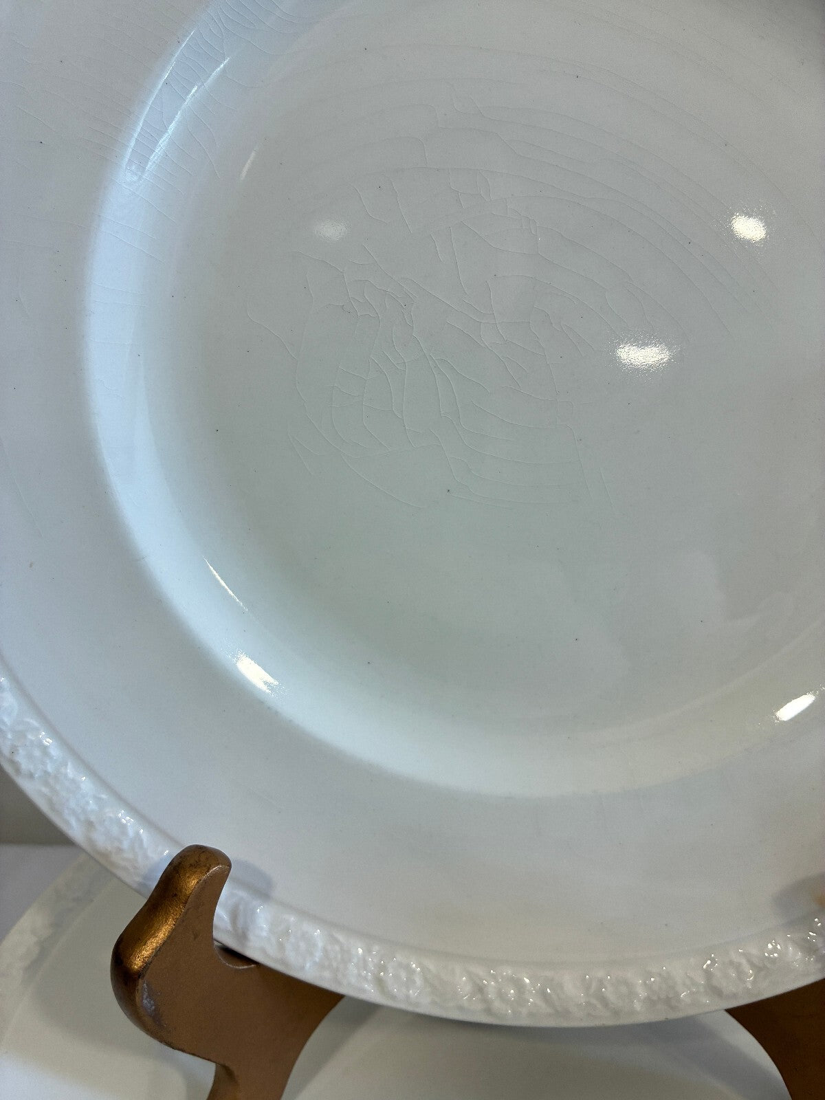Vintage Wedgwood White English Ironstone Dinner Plates Set of 10, Embossed Edges