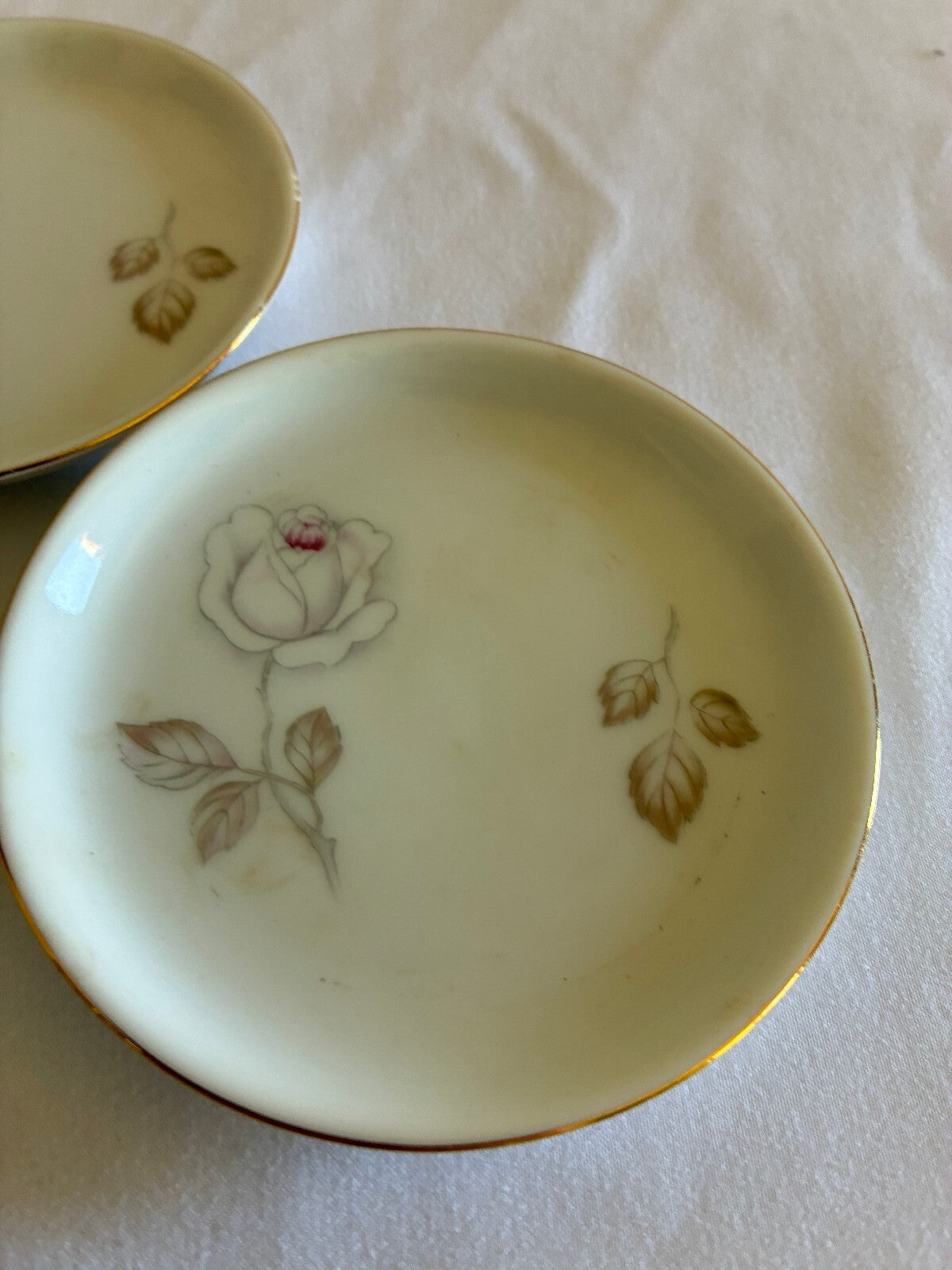Set of 4 Haviland Sweetheart Rose Butter or Jelly Dishes Gold Trim